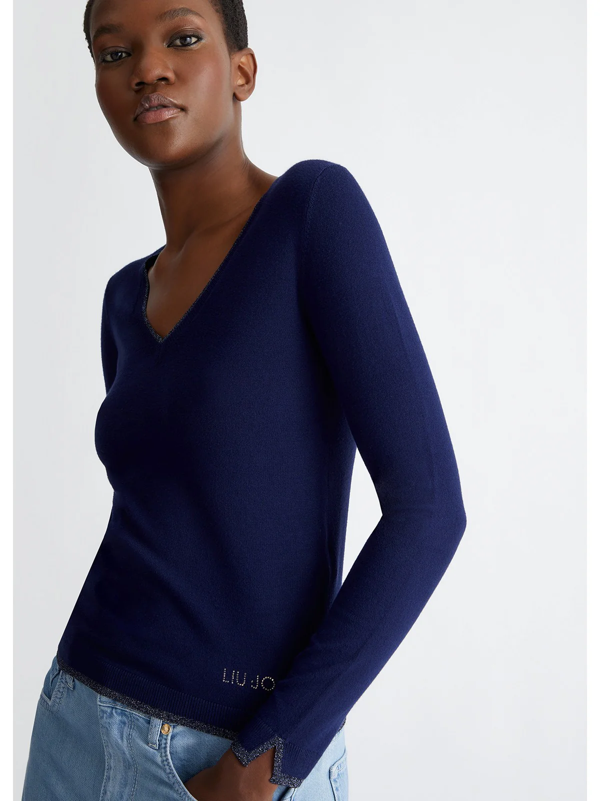 LIU JO WHITE Maglia Donna  MA4073MS49I 93831 Blu - Image 4