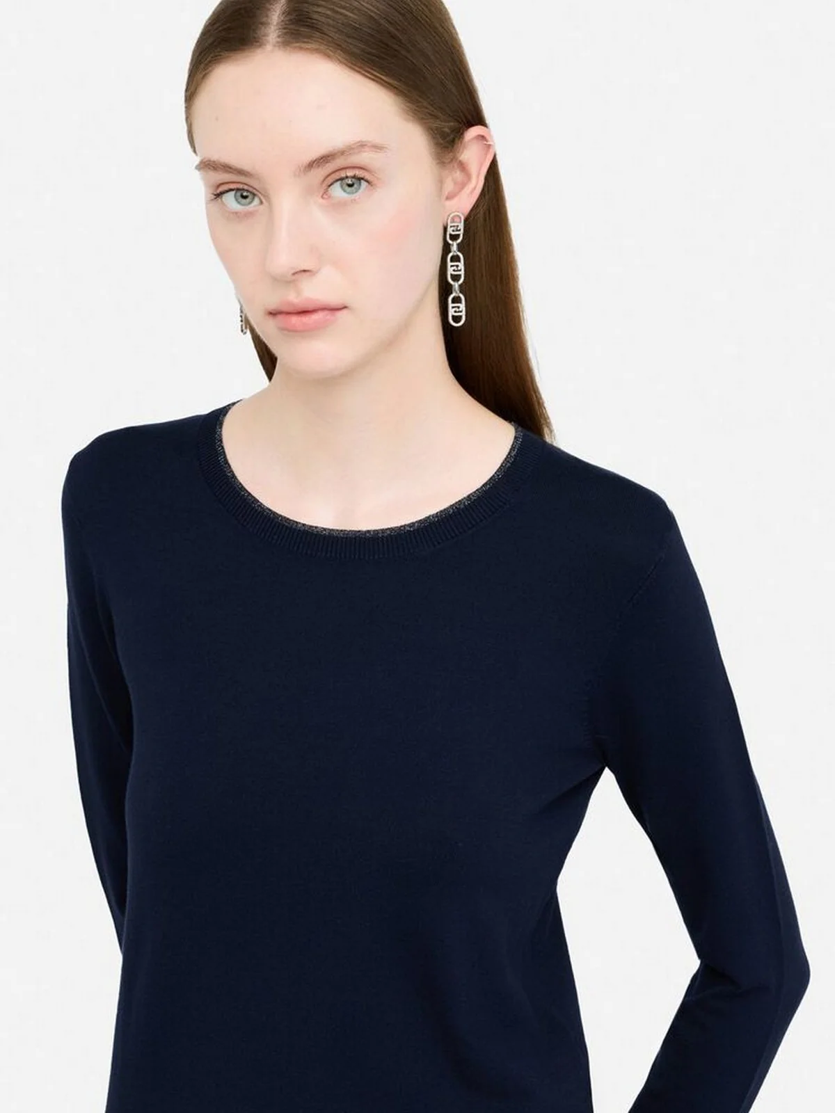 LIU JO WHITE Maglia Donna  MF5226MS49I 93932 Navel blue - Image 2