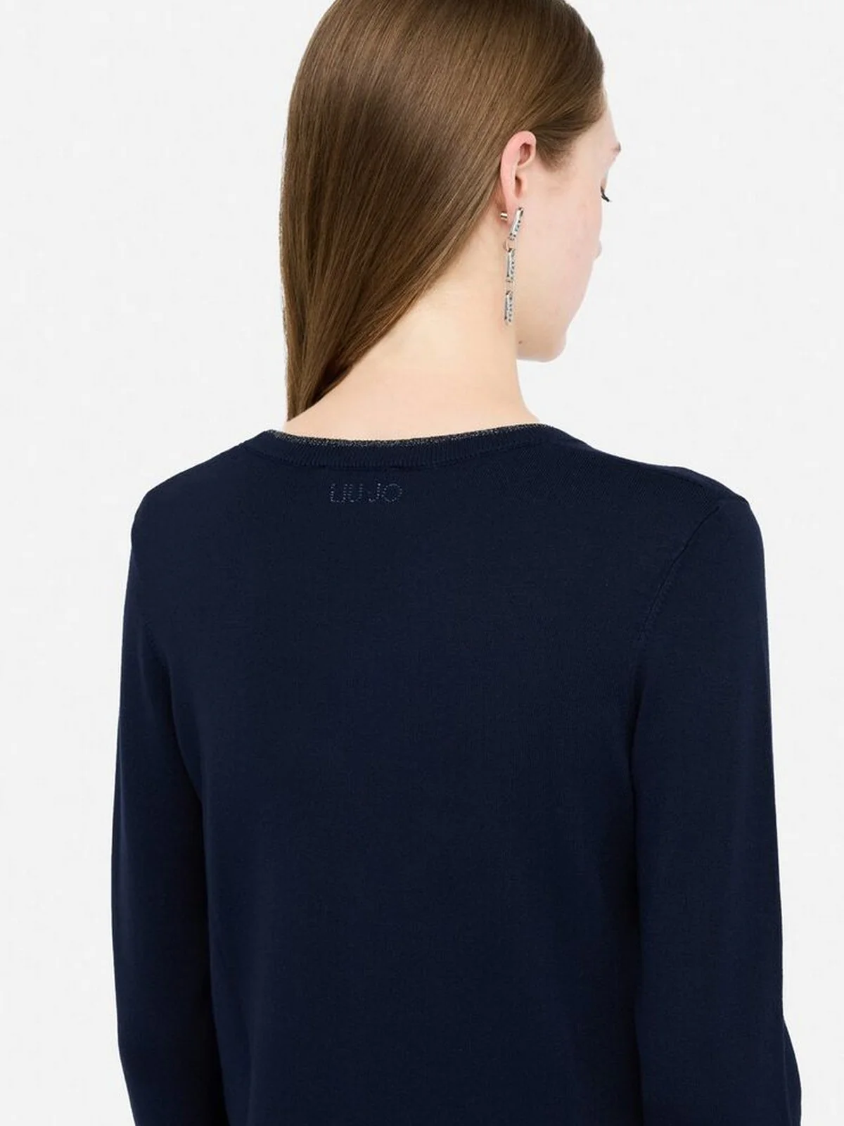 LIU JO WHITE Maglia Donna  MF5226MS49I 93932 Navel blue - Image 3