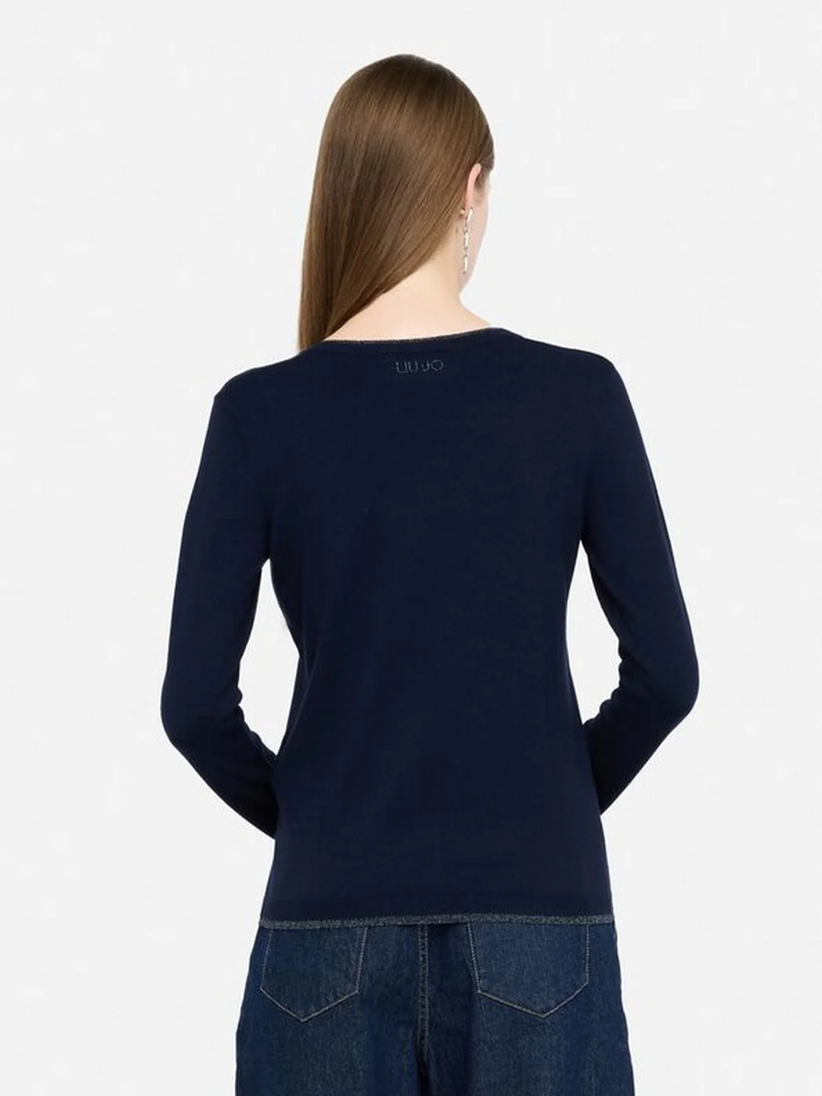 LIU JO WHITE Maglia Donna  MF5226MS49I 93932 Navel blue - Image 4