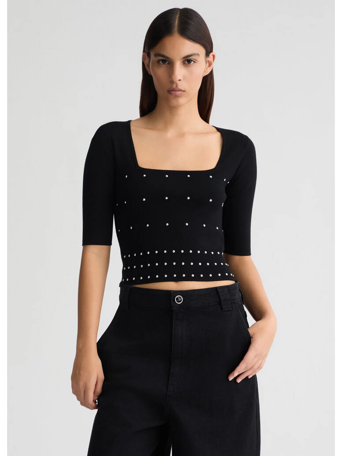 LIU JO WHITE Maglia Donna  WA5206MS99E 22222 Nero - Image 5