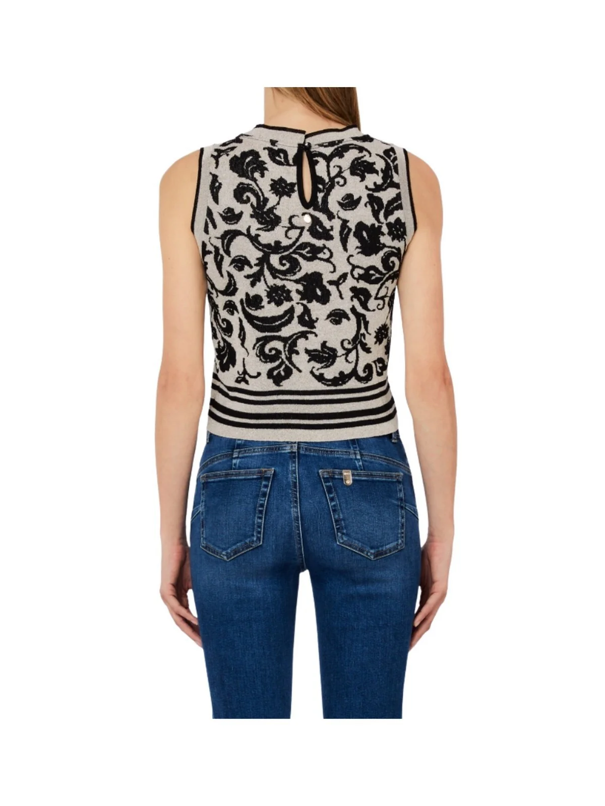 LIU JO WHITE Maglia Donna  WA6447MA587 P9564 Jacq.arab.white/blac - Image 2