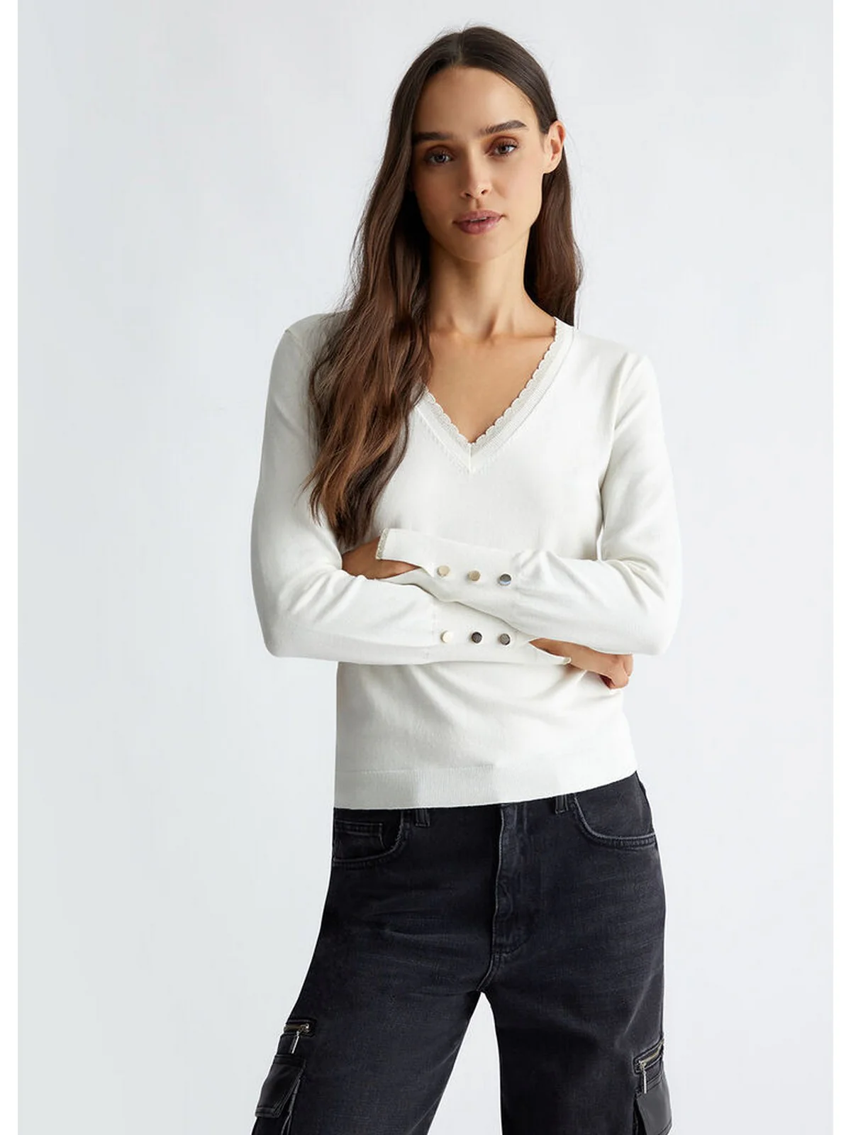 LIU JO WHITE Maglia Donna  WF4007MS49I 10701 Bianco - Image 5