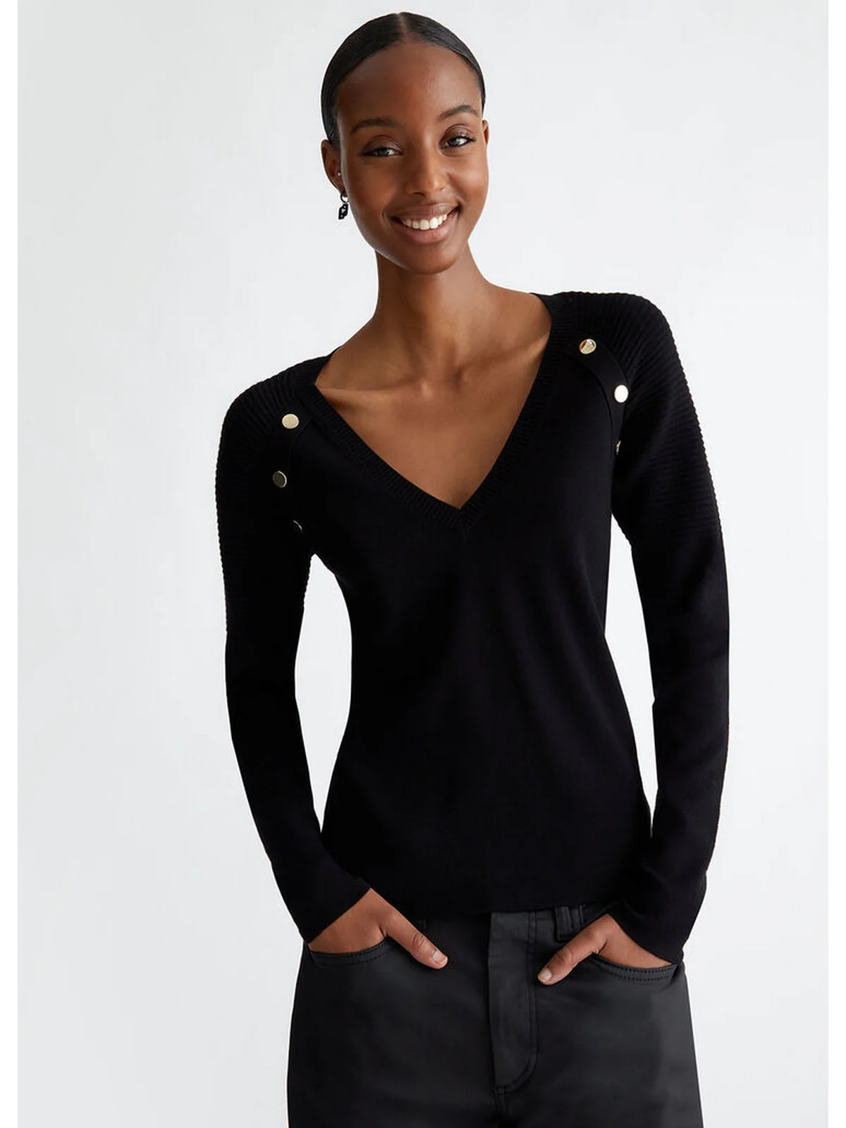 LIU JO WHITE Maglia Donna  WF4011MS99E 22222 Nero - Image 5