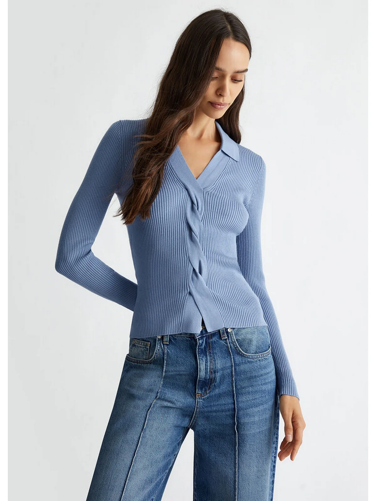 LIU JO WHITE Maglia Donna  WF4016MS49I 74021 Blu - Image 5