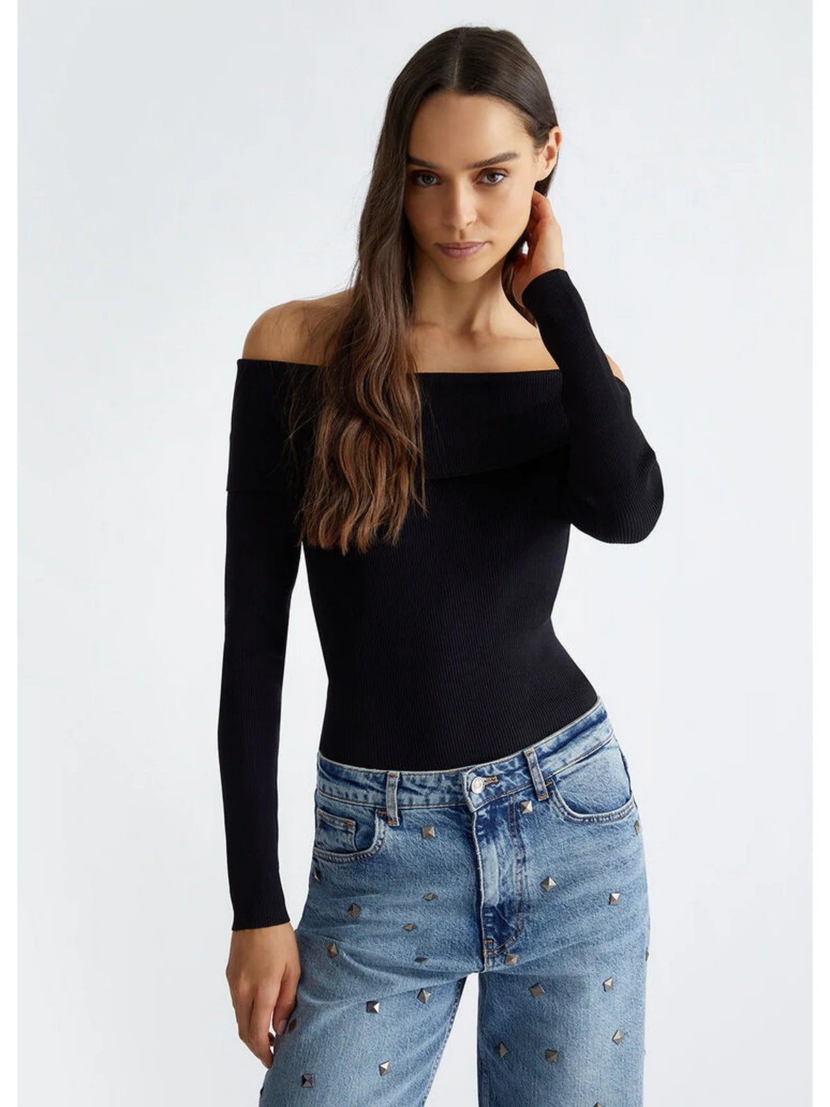 LIU JO WHITE Maglia Donna WF4383MA05P 22222 Nero - Image 4