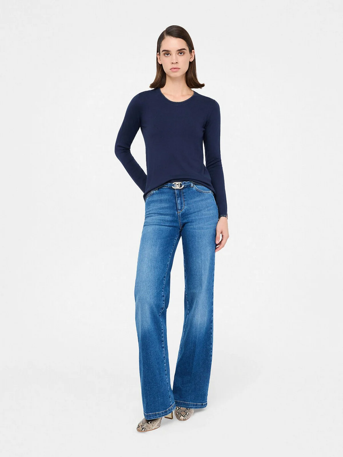 LIU JO WHITE Maglia Donna  WXX055MS49I 93921 BLU NAVY - Image 2