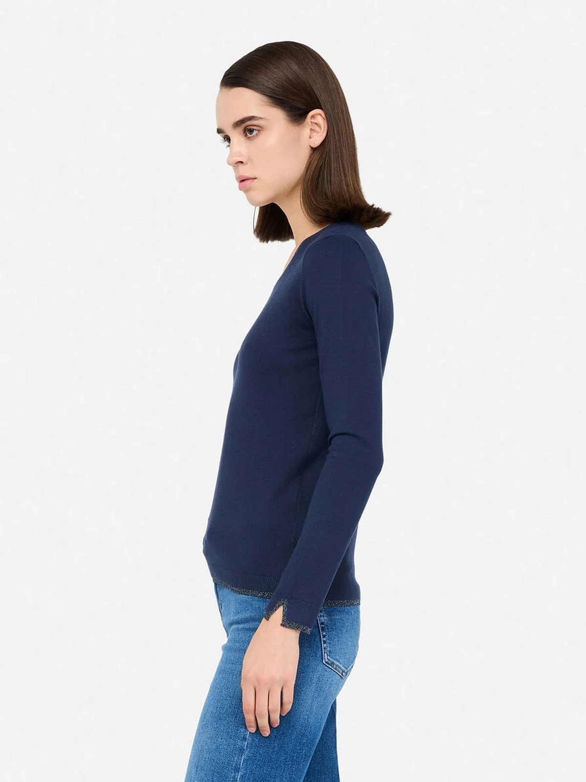 LIU JO WHITE Maglia Donna  WXX055MS49I 93921 BLU NAVY - Image 4