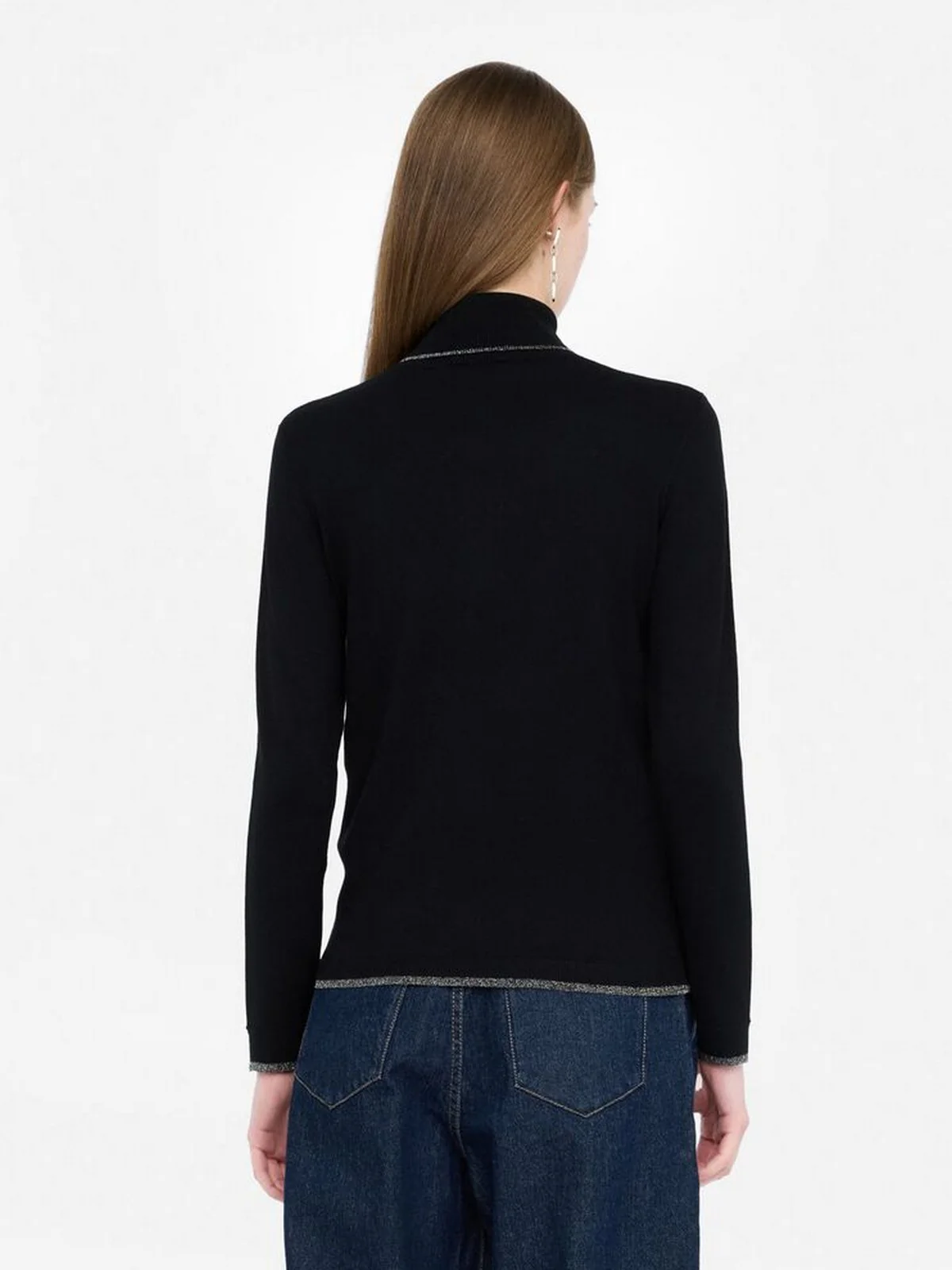 LIU JO WHITE Maglione dolcevita Donna  MF5229MS49I 22222 Nero - Image 5