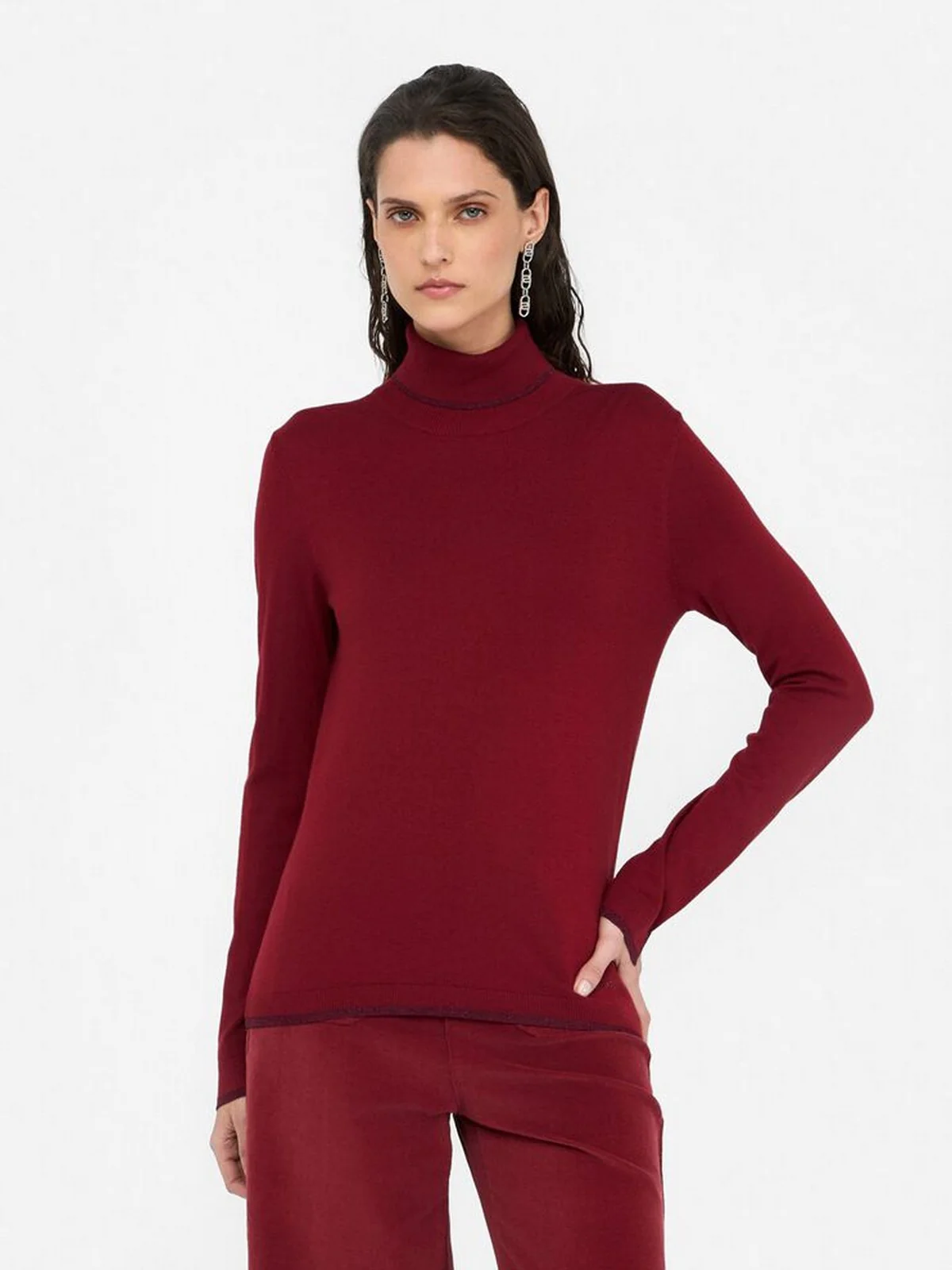 LIU JO WHITE Maglione dolcevita Donna  MF5229MS49I 91650 Pepper - Image 4