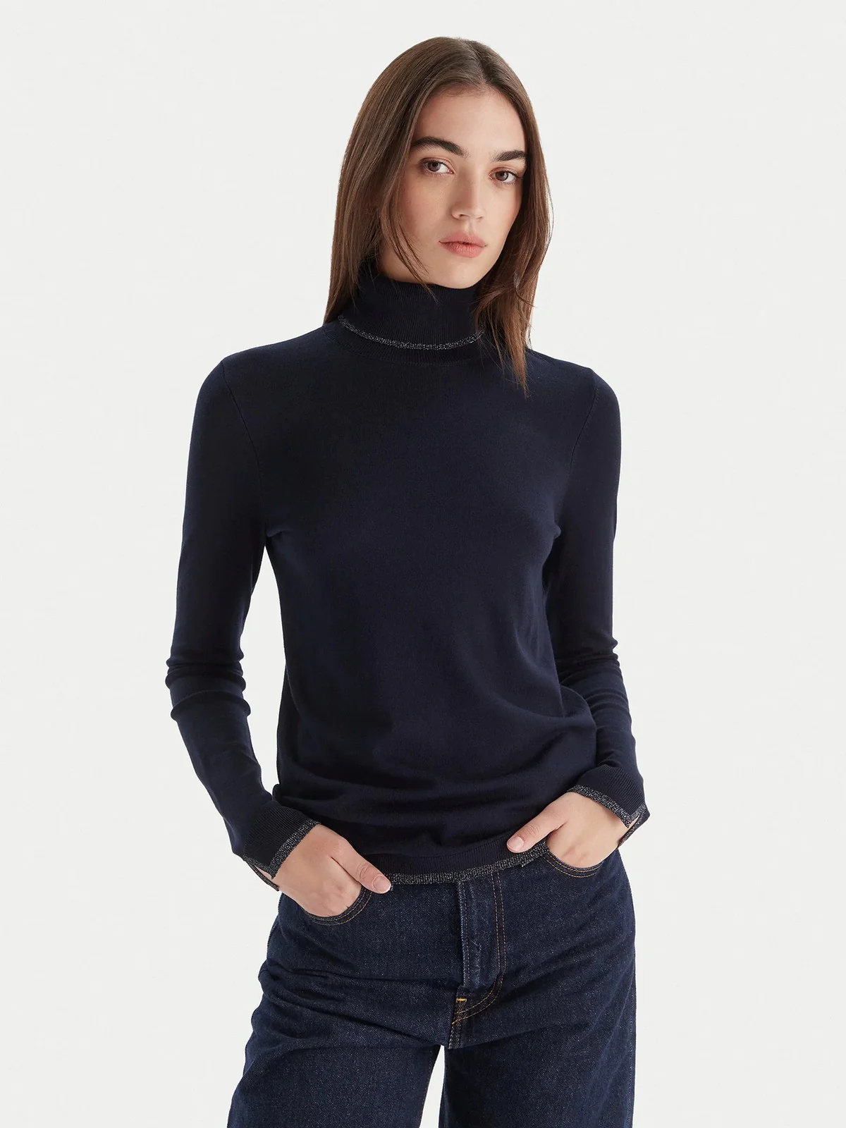 LIU JO WHITE Maglione dolcevita Donna  MF5229MS49I 93932 Navel blue - Image 2