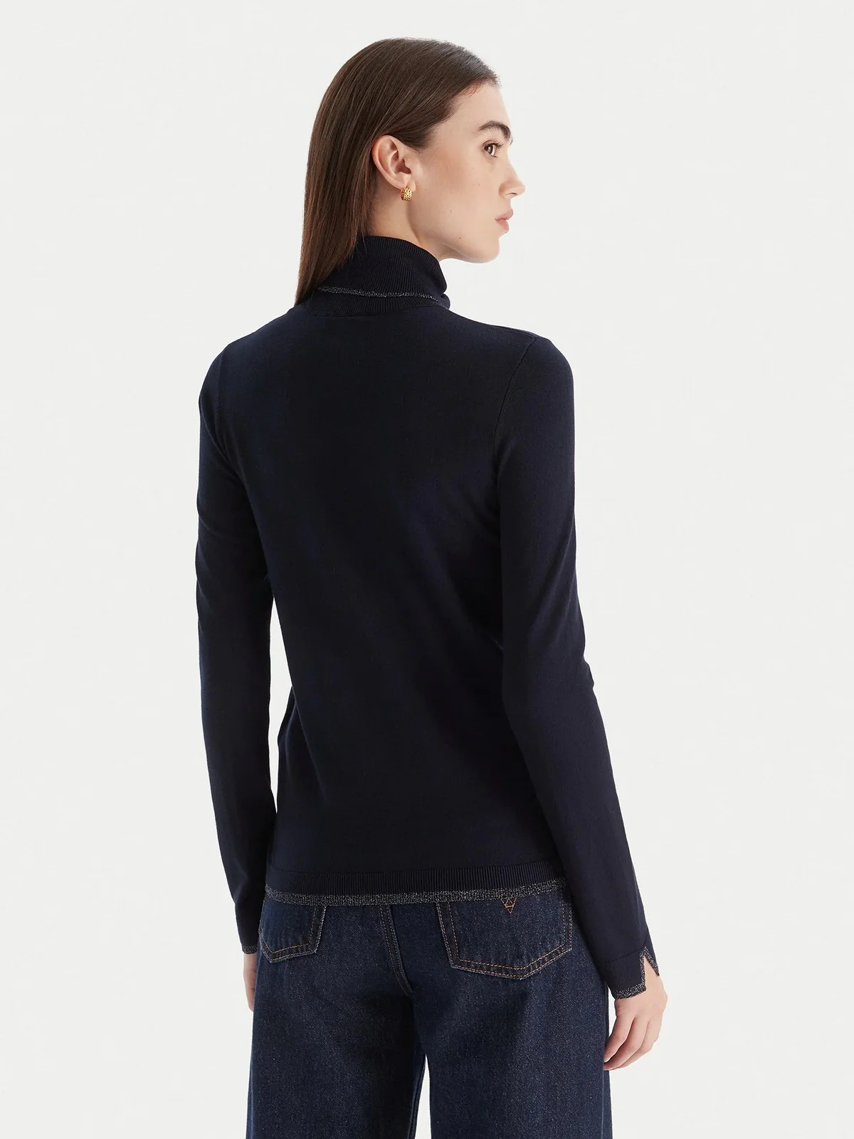 LIU JO WHITE Maglione dolcevita Donna  MF5229MS49I 93932 Navel blue - Image 3