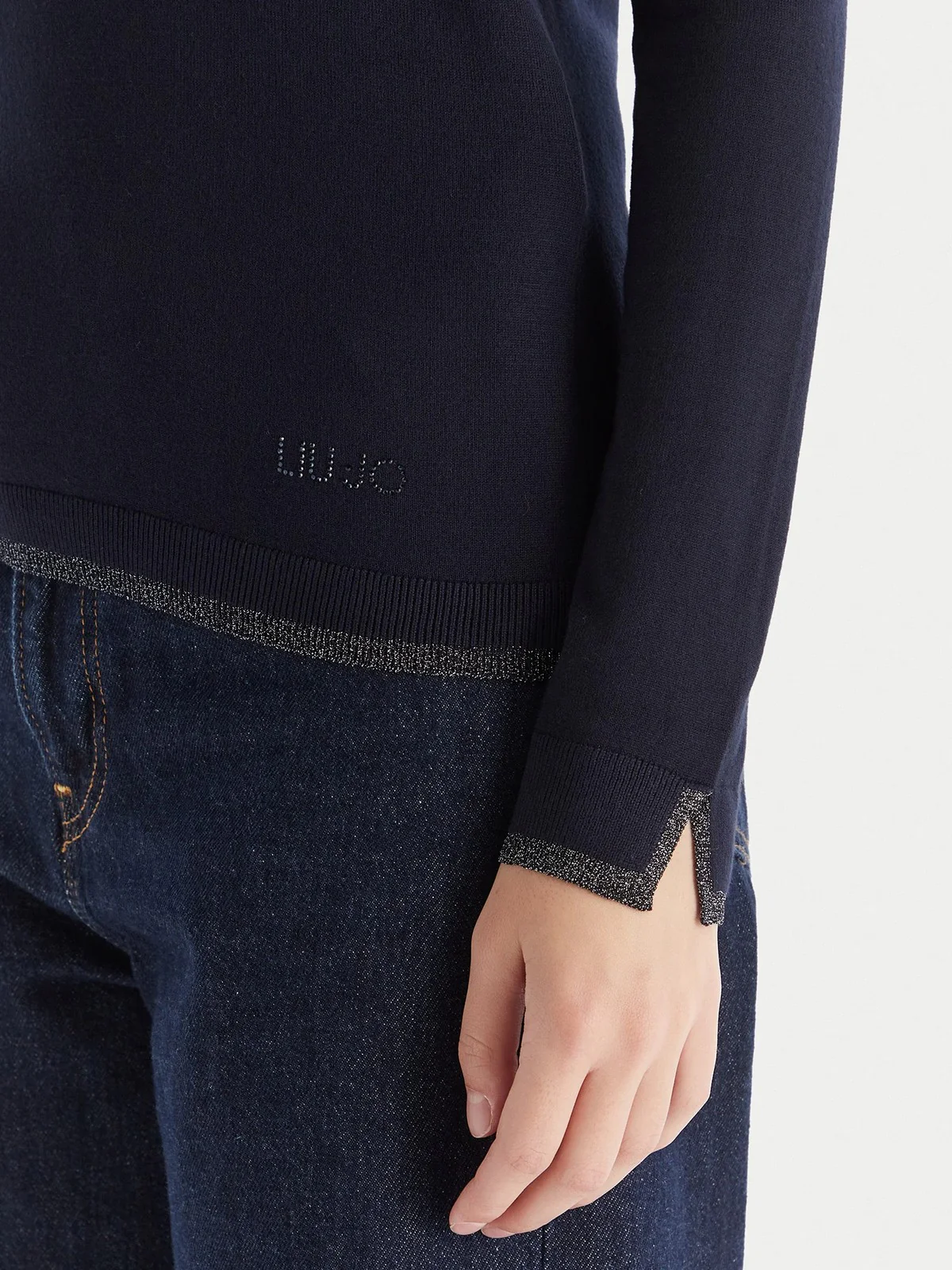 LIU JO WHITE Maglione dolcevita Donna  MF5229MS49I 93932 Navel blue - Image 5