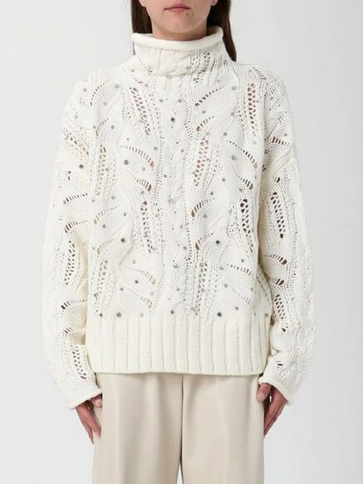 LIU JO WHITE Maglione dolcevita Donna  MF5451MA37R 10701 BIANCO LANA - Image 2