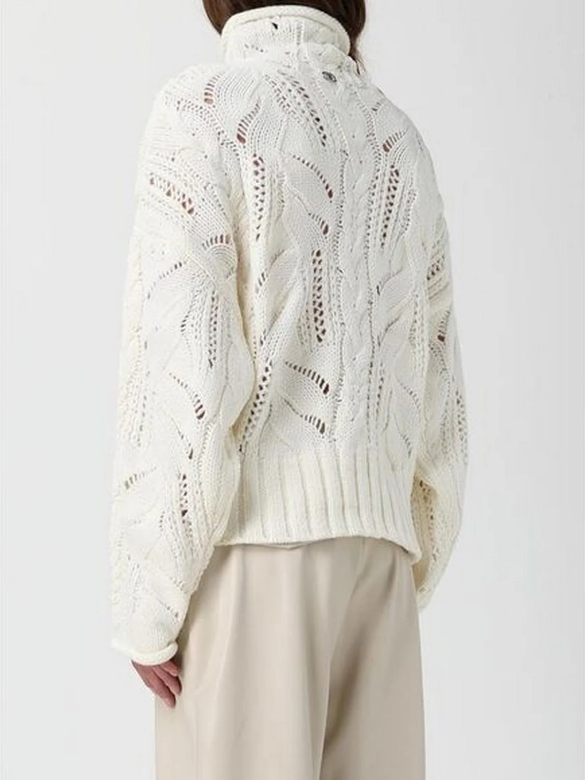 LIU JO WHITE Maglione dolcevita Donna  MF5451MA37R 10701 BIANCO LANA - Image 3