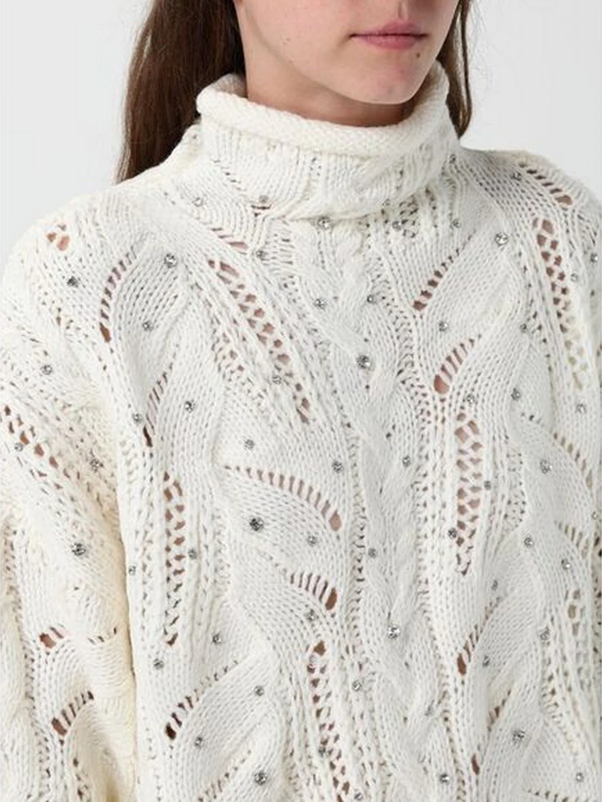 LIU JO WHITE Maglione dolcevita Donna  MF5451MA37R 10701 BIANCO LANA - Image 4
