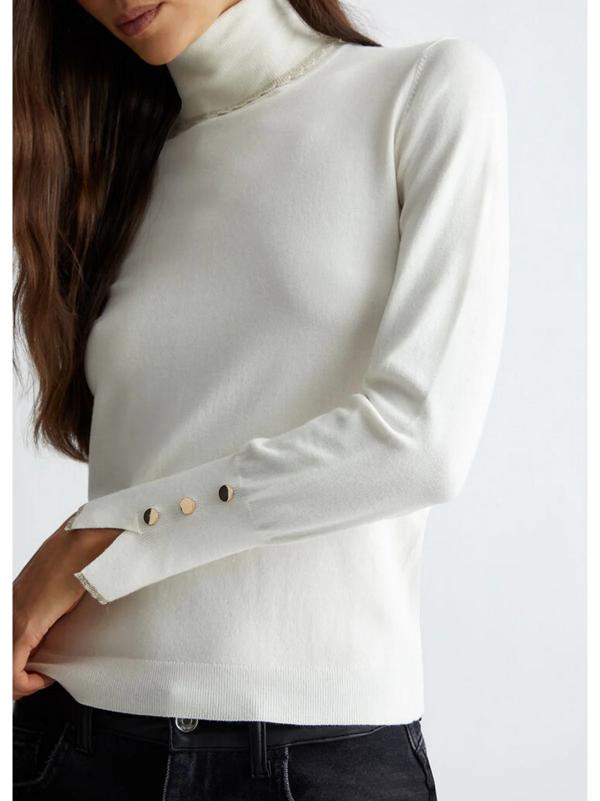 LIU JO WHITE Maglione dolcevita Donna  WF4008MS49I 10701 Bianco - Image 2