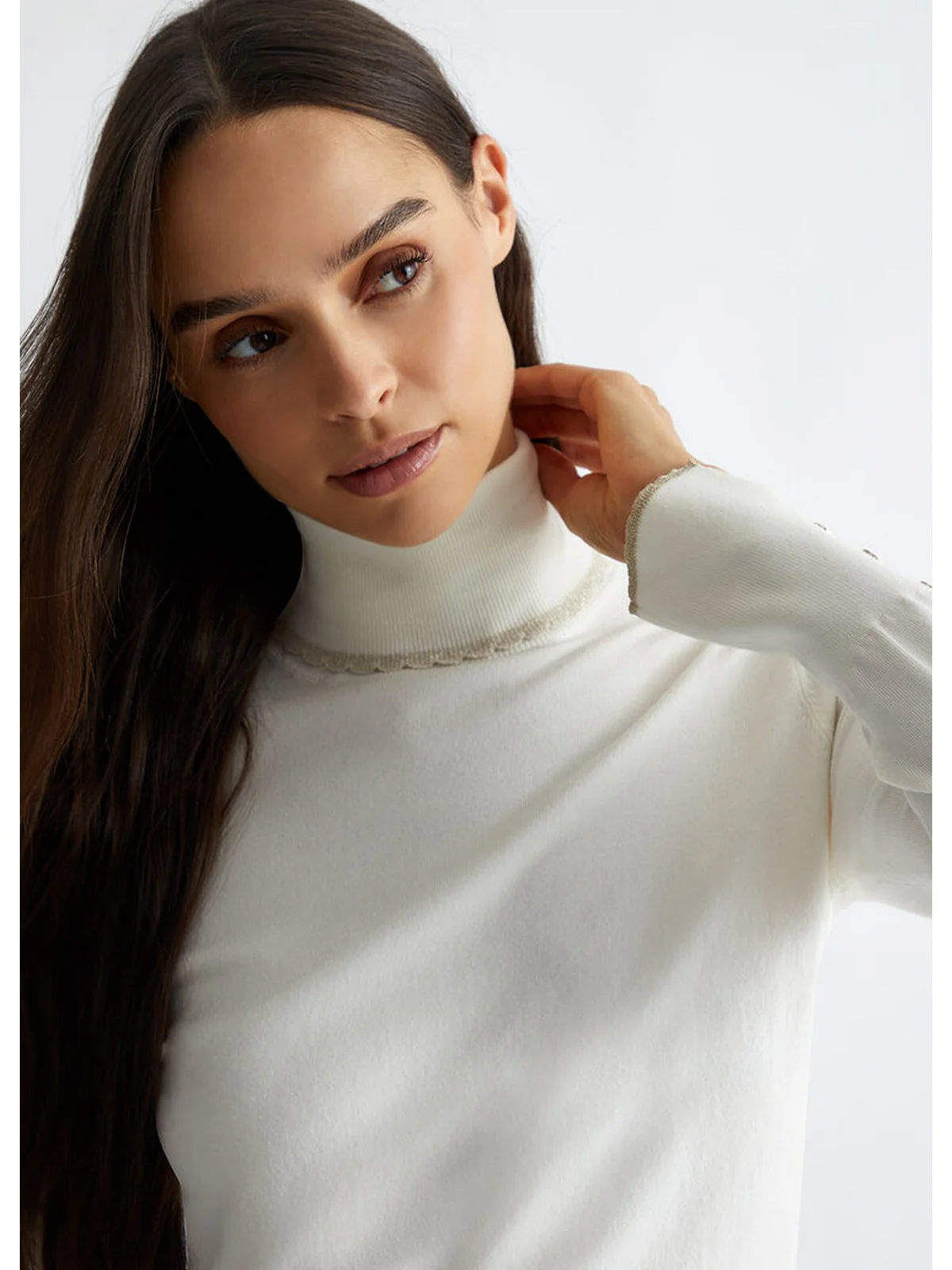 LIU JO WHITE Maglione dolcevita Donna  WF4008MS49I 10701 Bianco - Image 3