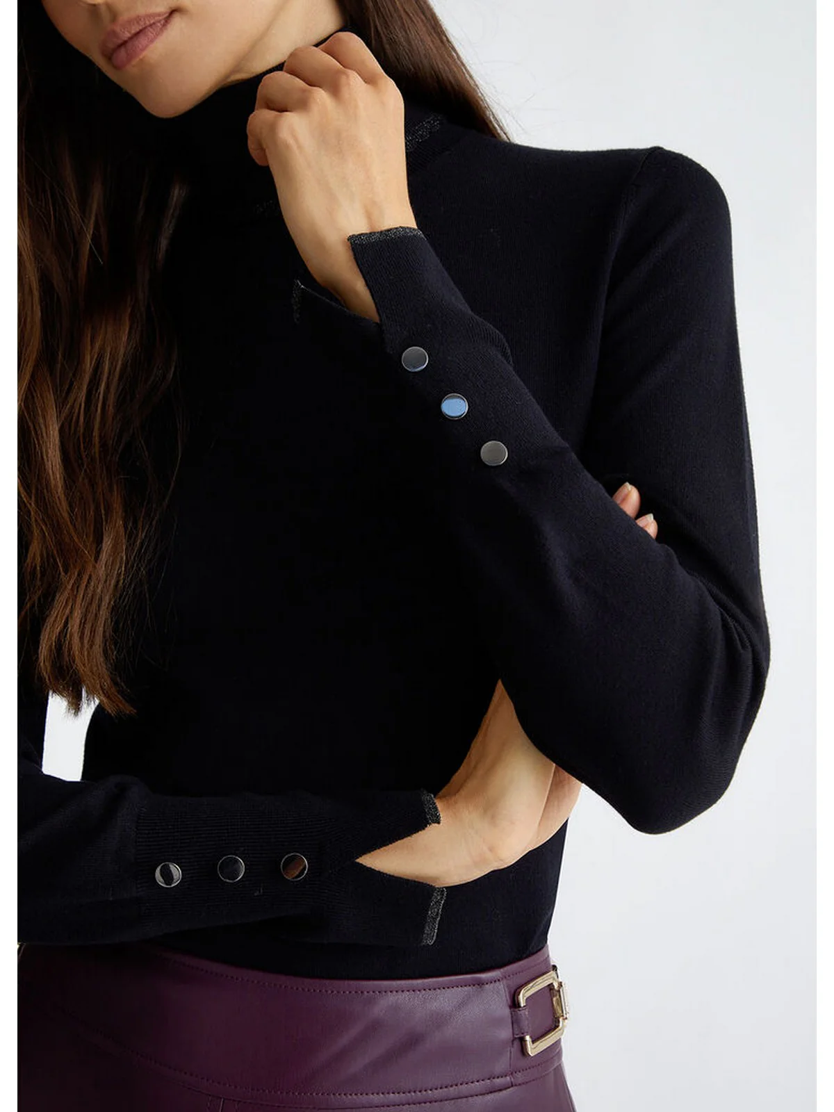 LIU JO WHITE Maglione dolcevita Donna  WF4008MS49I 22222 Nero - Image 2