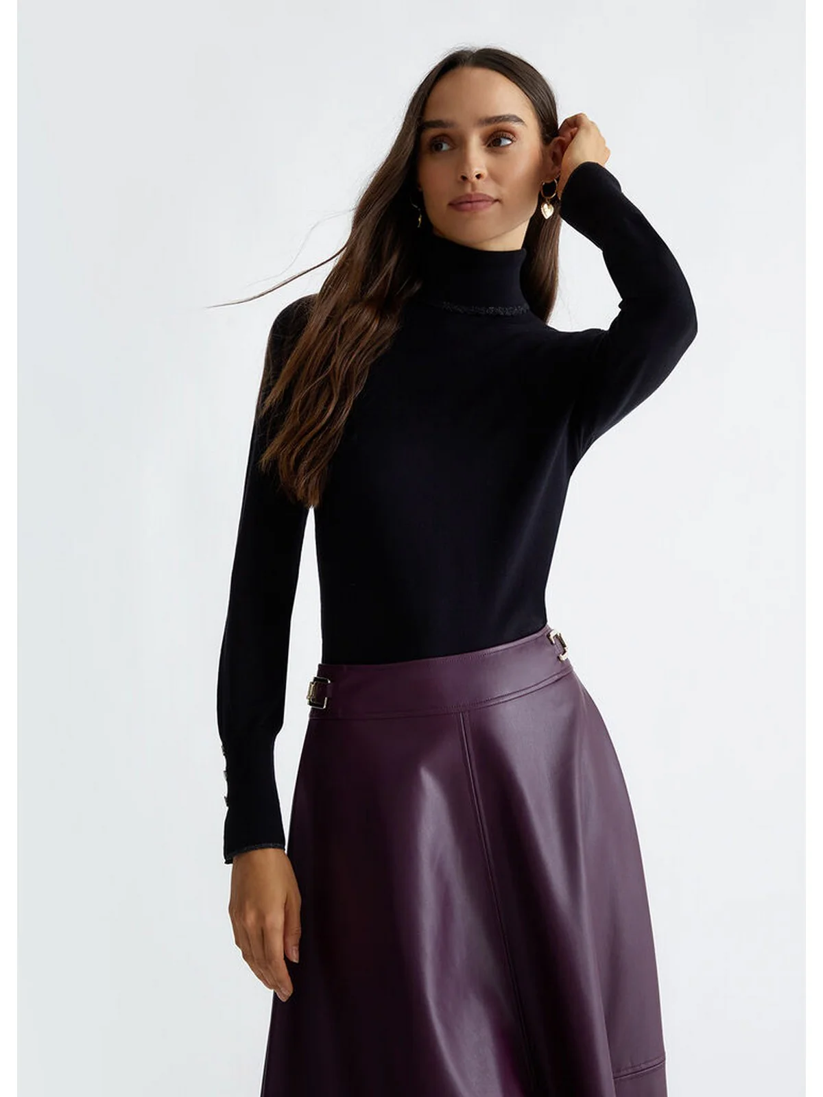 LIU JO WHITE Maglione dolcevita Donna  WF4008MS49I 22222 Nero - Image 5
