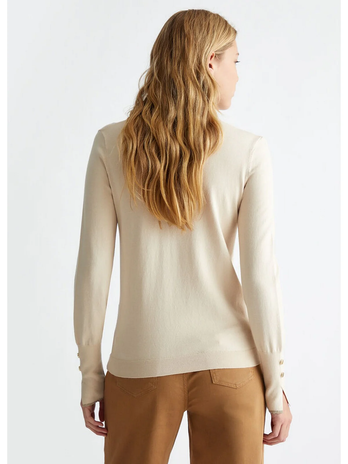 LIU JO WHITE Maglione dolcevita Donna  WF4008MS49I X0623 Beige - Image 3