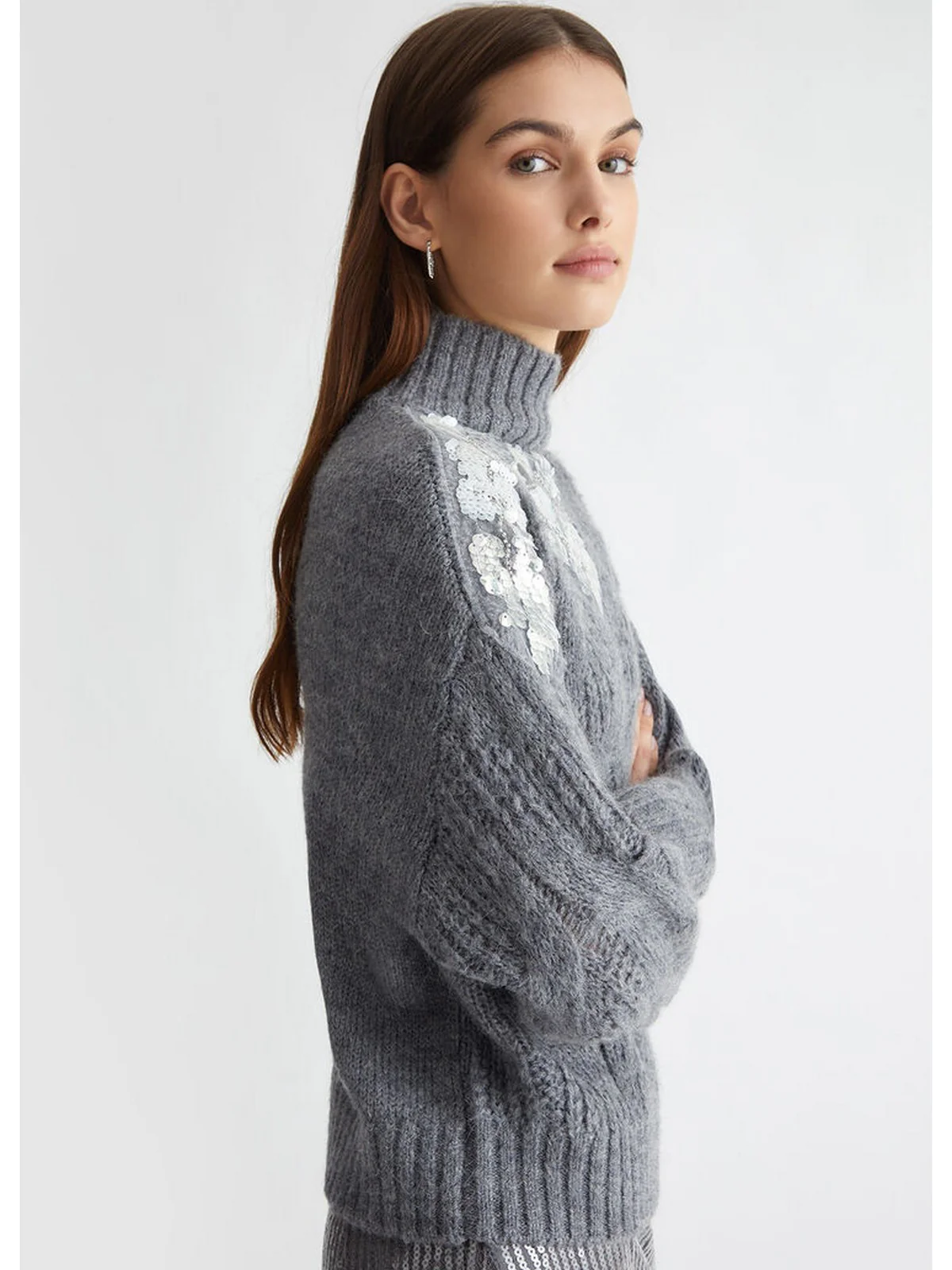 LIU JO WHITE Maglione dolcevita Donna  WF4357MA55P 02050 Grigio - Image 2
