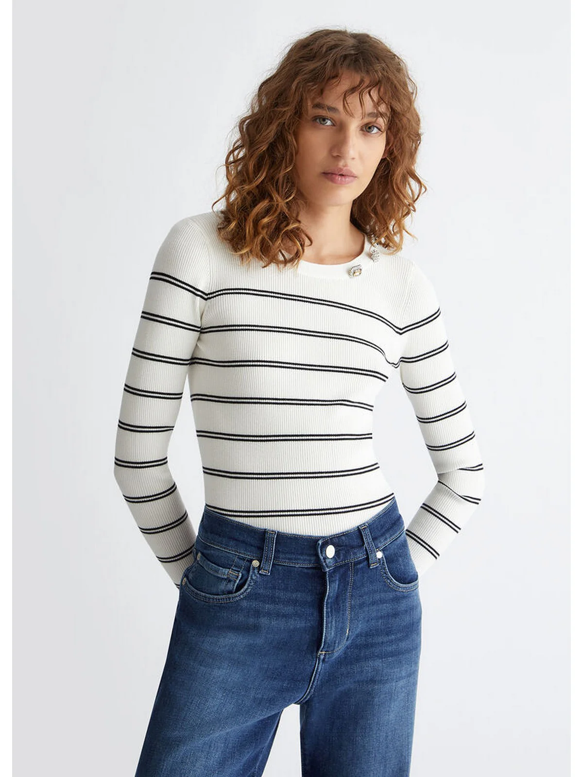 LIU JO WHITE Maglione Donna  MF3001MS99E 03Q45 Bianco - Image 2