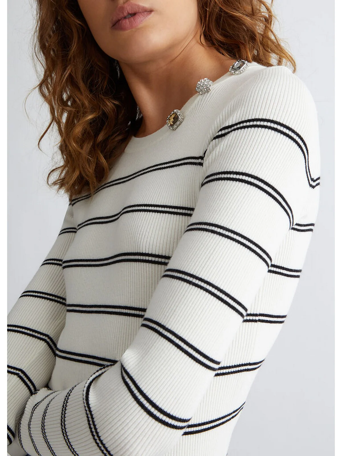 LIU JO WHITE Maglione Donna  MF3001MS99E 03Q45 Bianco - Image 3