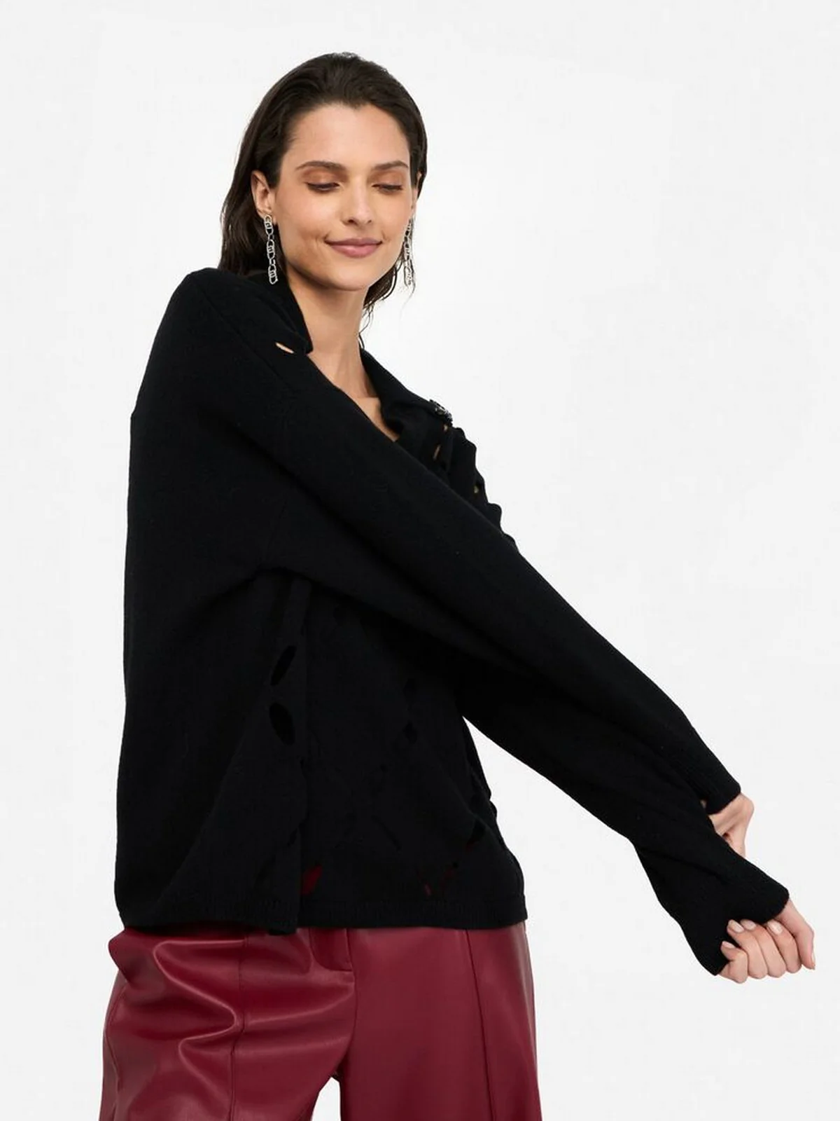 LIU JO WHITE Maglione Donna  MF5038MS009 22222 Nero - Image 3
