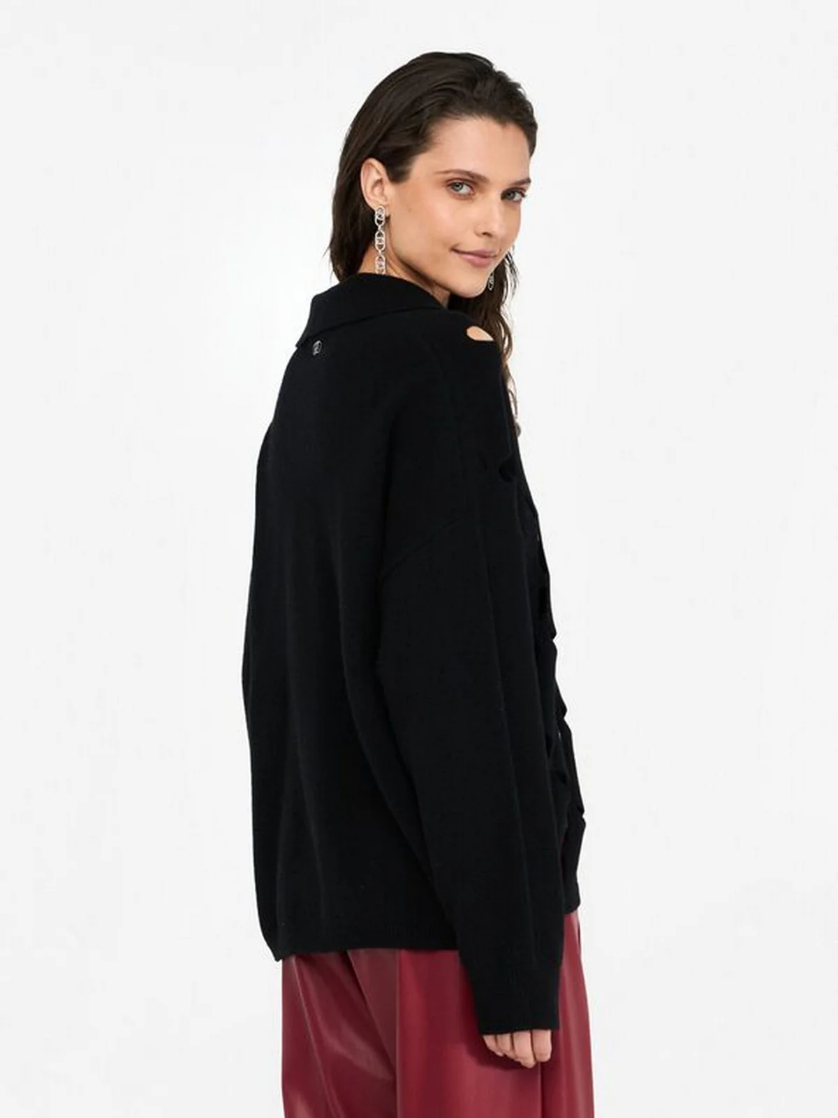 LIU JO WHITE Maglione Donna  MF5038MS009 22222 Nero - Image 4