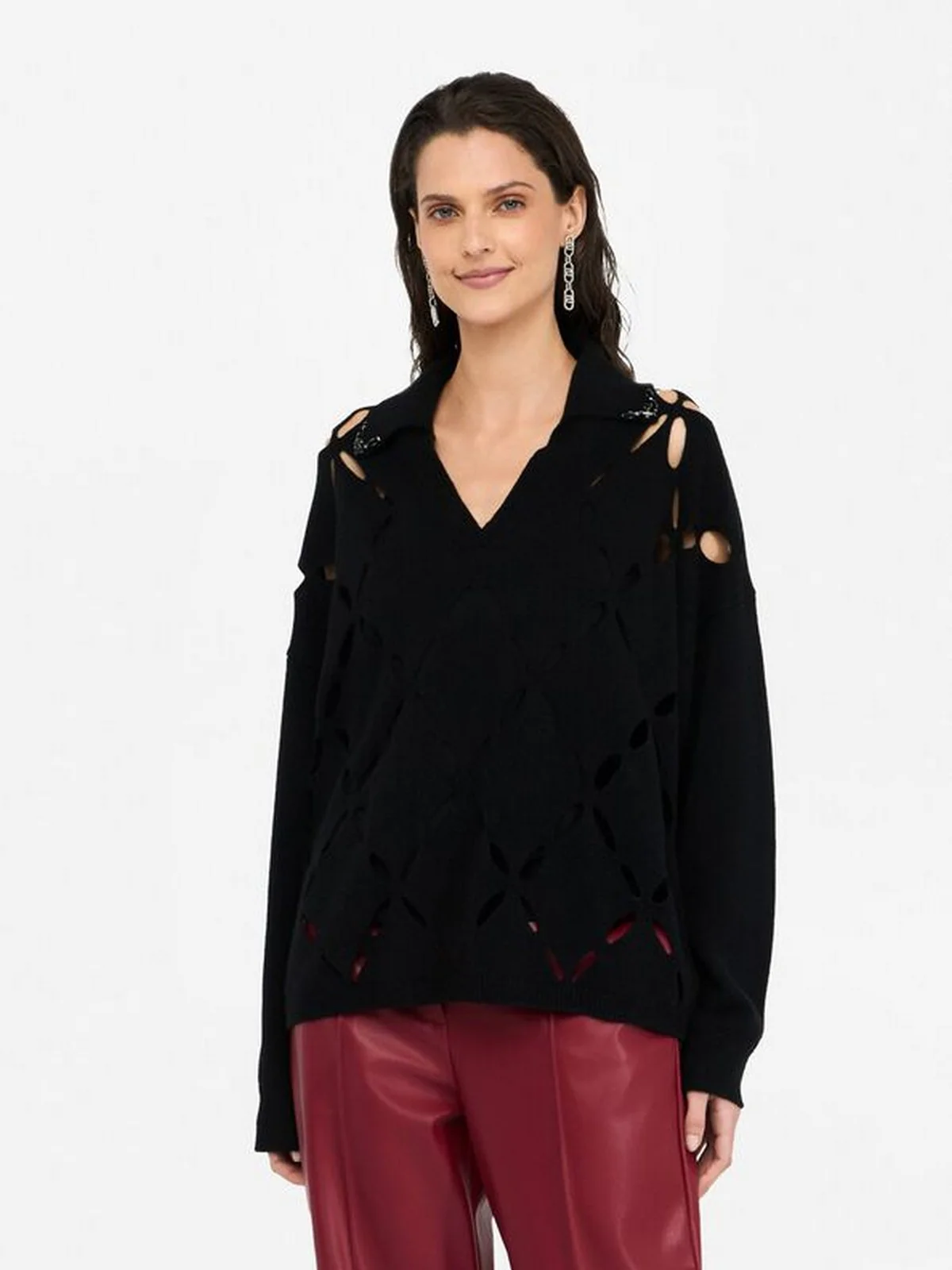 LIU JO WHITE Maglione Donna  MF5038MS009 22222 Nero - Image 5