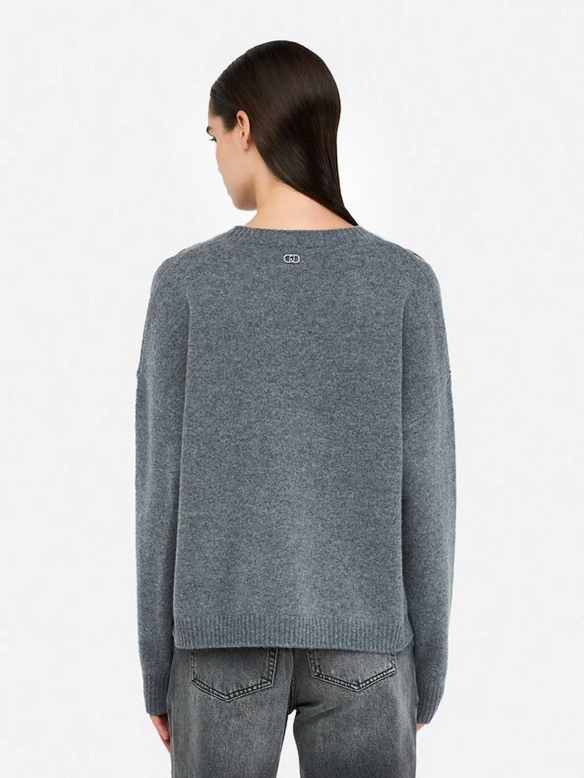 LIU JO WHITE Maglione Donna  MF5039MS009 02050 GRIGIO MD.MELANGE - Image 4