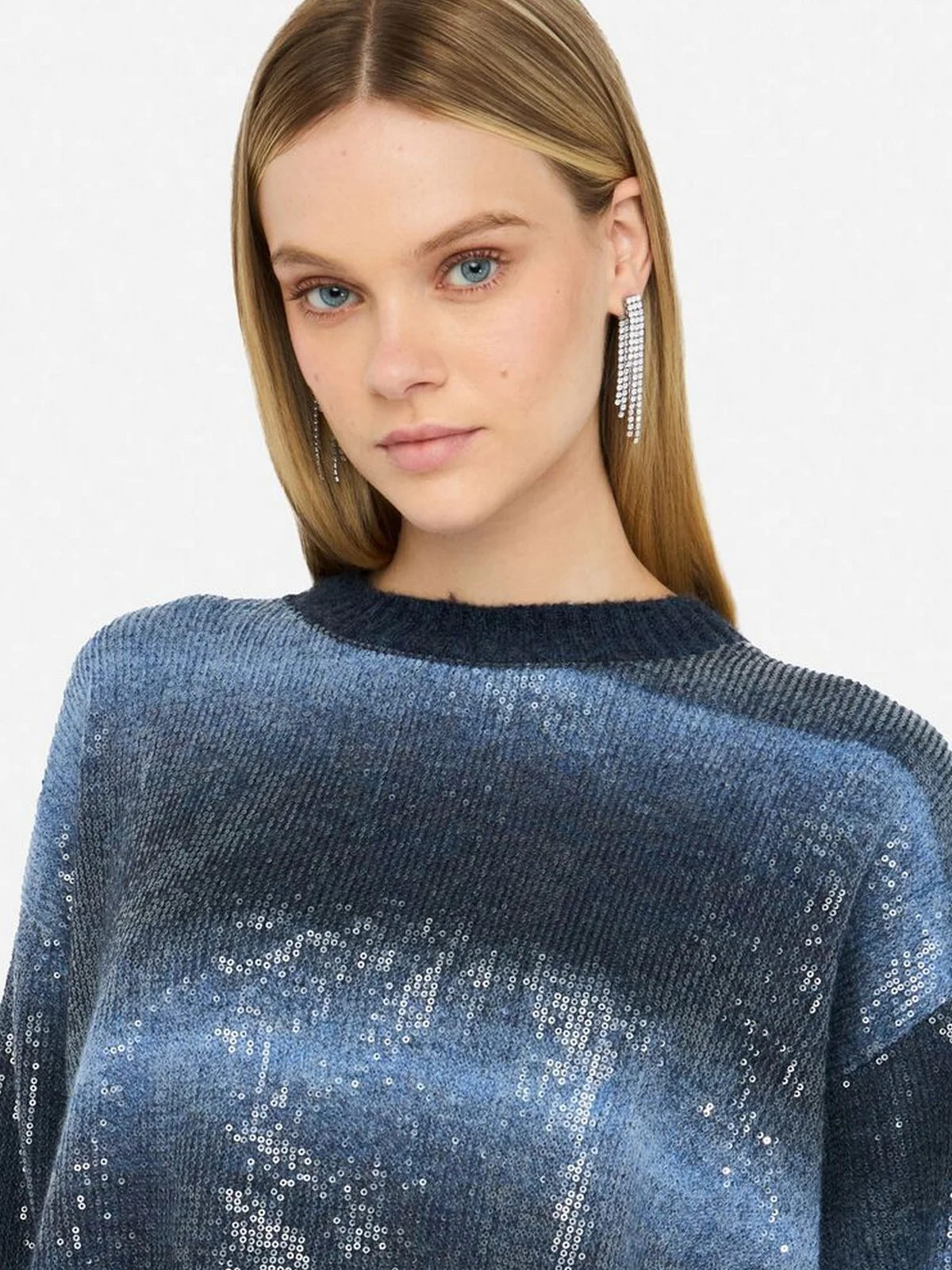 LIU JO WHITE Maglione Donna  MF5380MA14R S9473 Blue shaded - Image 2