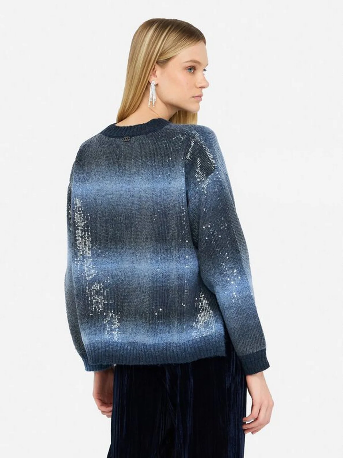 LIU JO WHITE Maglione Donna  MF5380MA14R S9473 Blue shaded - Image 3