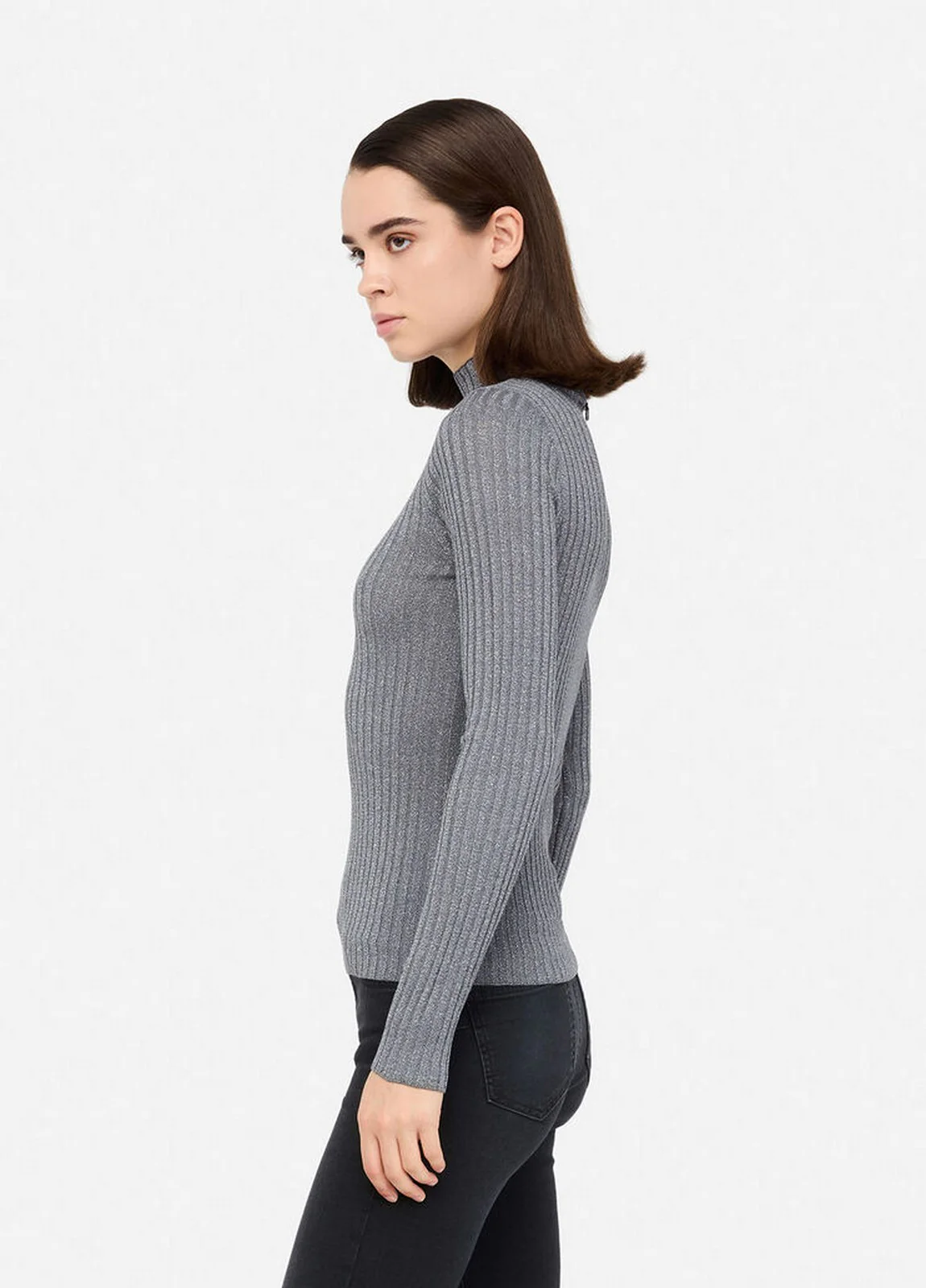 LIU JO WHITE Maglione Donna  MF5389MS46J 04020 Antracite met. - Image 3