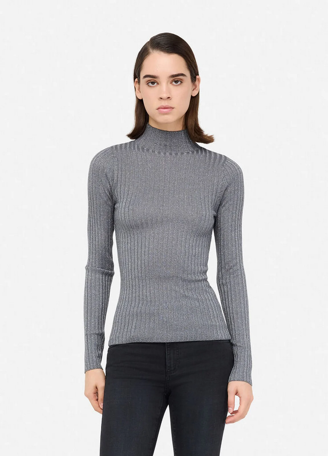 LIU JO WHITE Maglione Donna  MF5389MS46J 04020 Antracite met. - Image 4