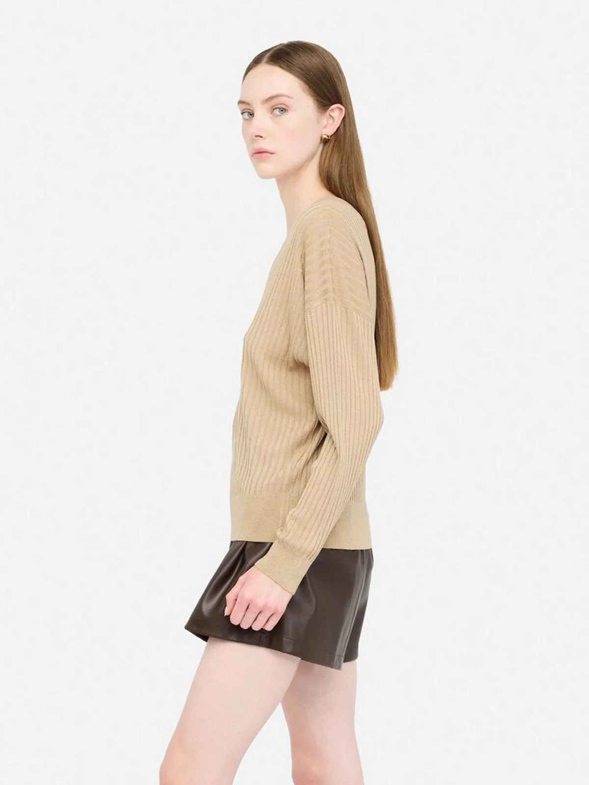 LIU JO WHITE Maglione Donna MF5390MS46J 04869 Oro metallizzato - Image 3