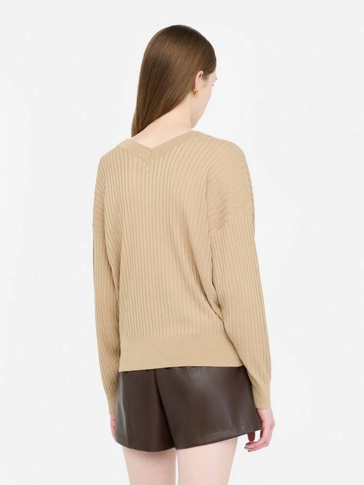 LIU JO WHITE Maglione Donna MF5390MS46J 04869 Oro metallizzato - Image 4