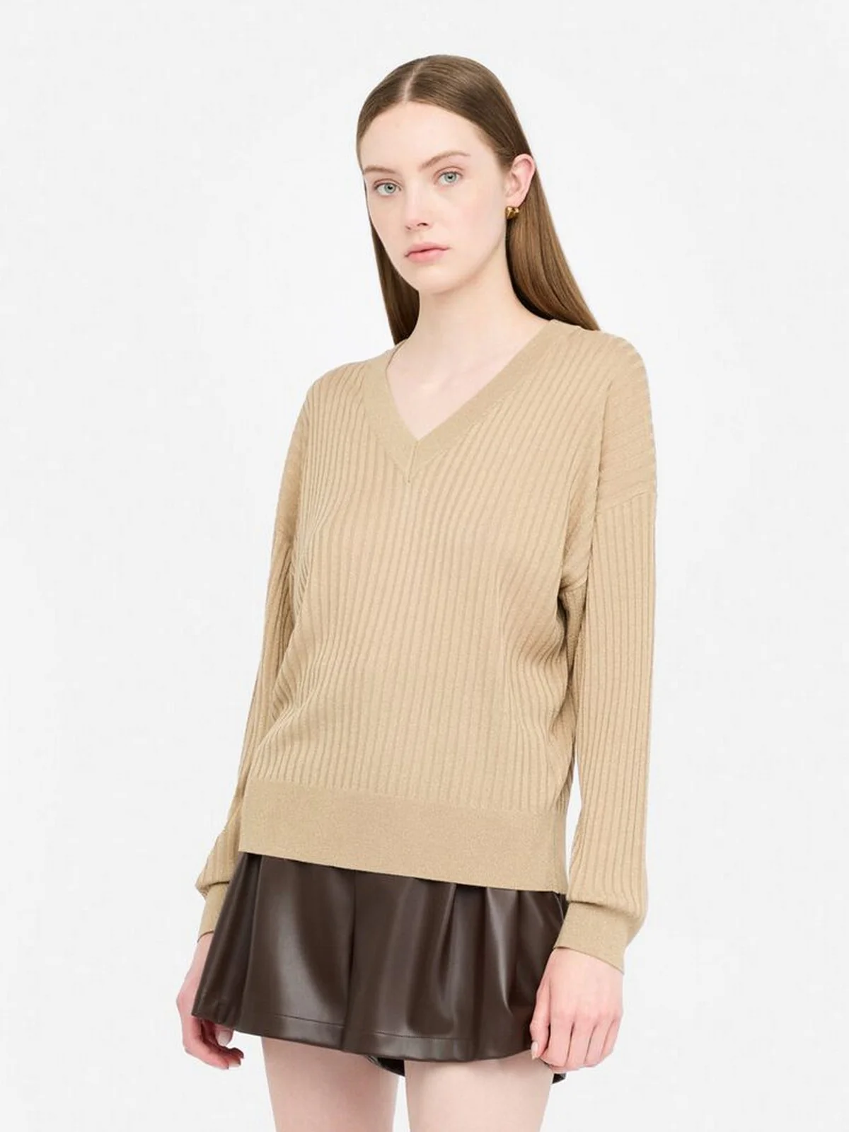 LIU JO WHITE Maglione Donna MF5390MS46J 04869 Oro metallizzato - Image 5