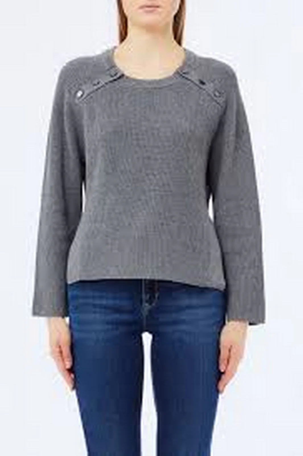 LIU JO WHITE Maglione Donna  MF5396MS99E 02050 GRIGIO MD.MELANGE - Image 5