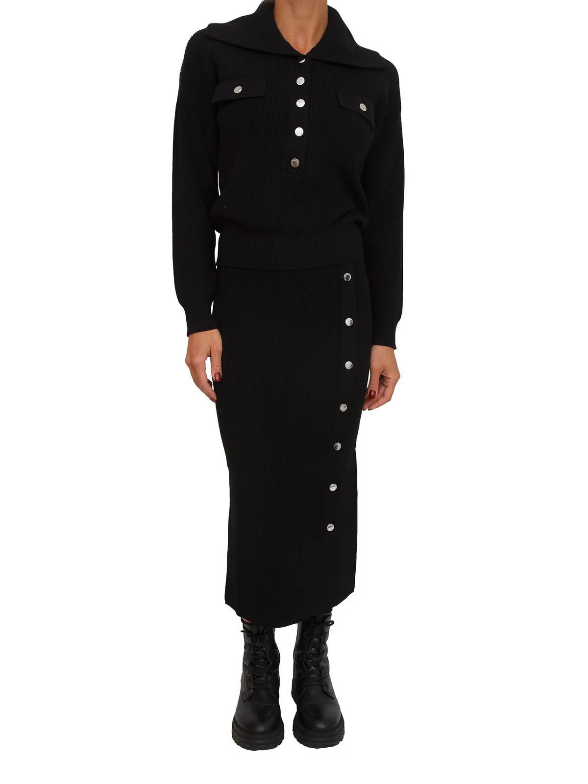 LIU JO WHITE Set Maglia/Gonna Donna  MF5462MS99E 22222 Nero - Image 2