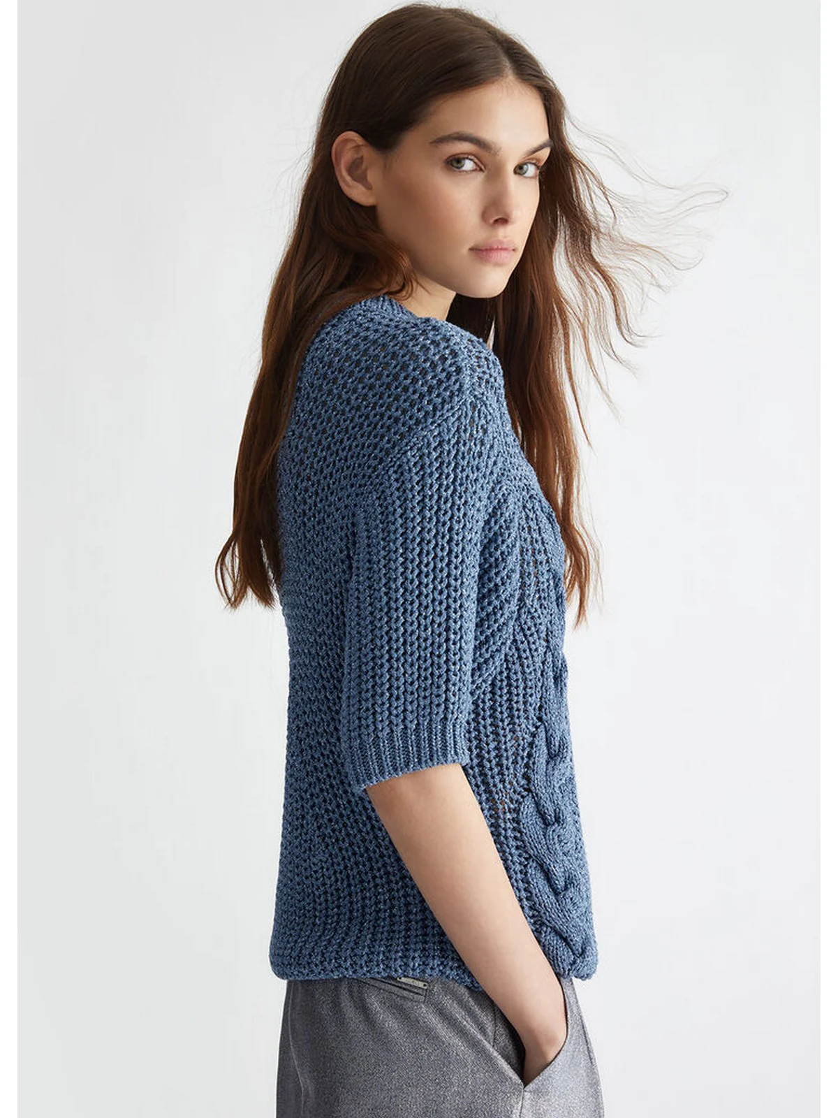 LIU JO WHITE Maglione Donna WF4445MAG60 A4038 Blu - Image 2