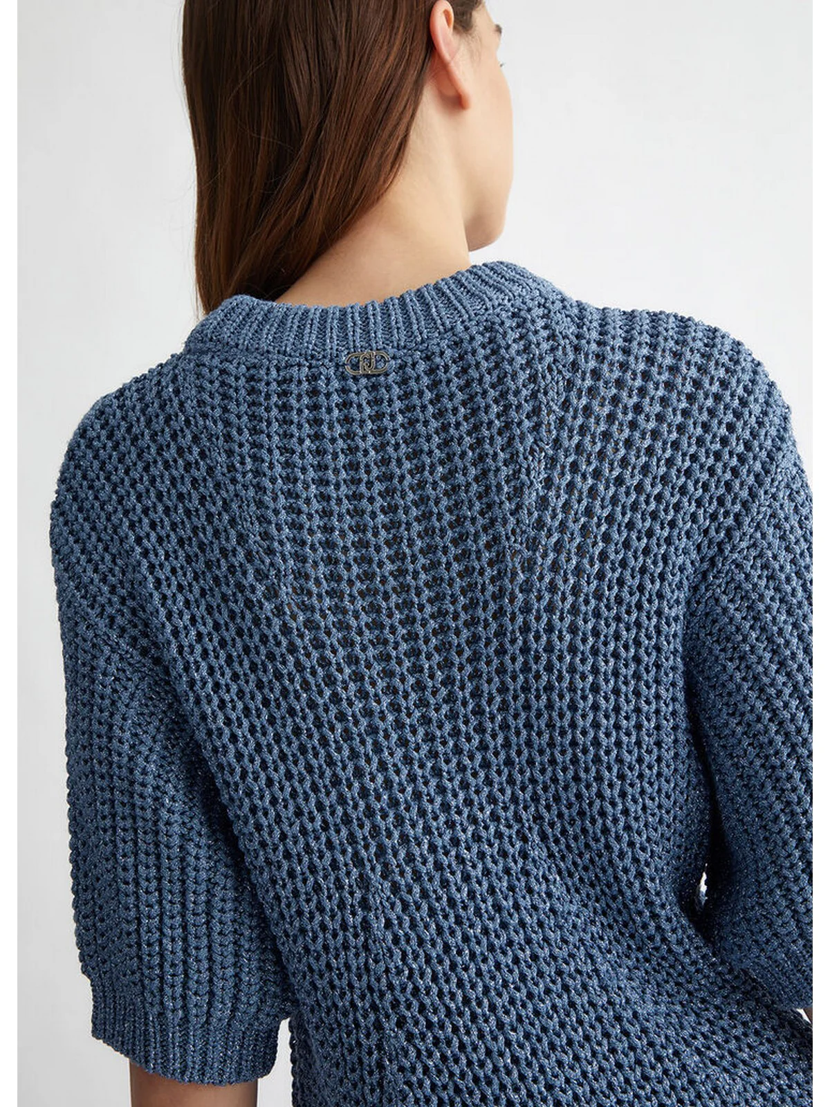 LIU JO WHITE Maglione Donna WF4445MAG60 A4038 Blu - Image 3