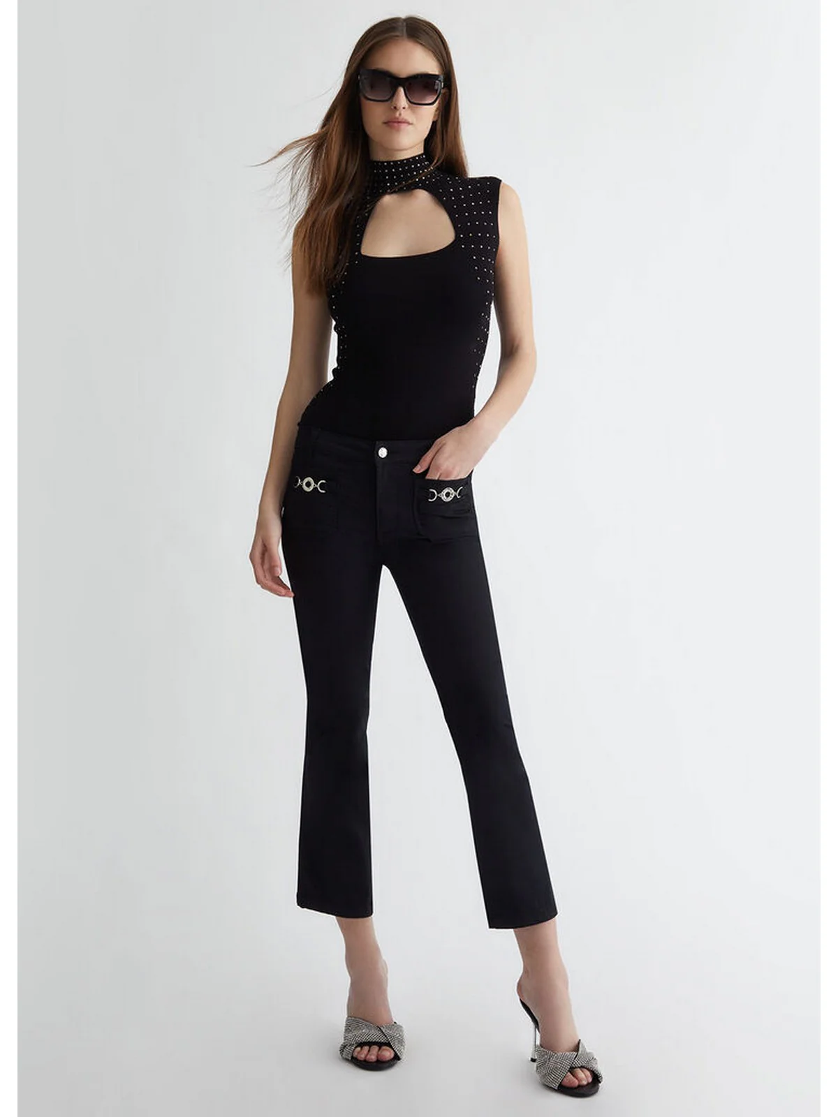 LIU JO WHITE Pantalone Donna  MA4291T7144 22222 Nero - Image 7