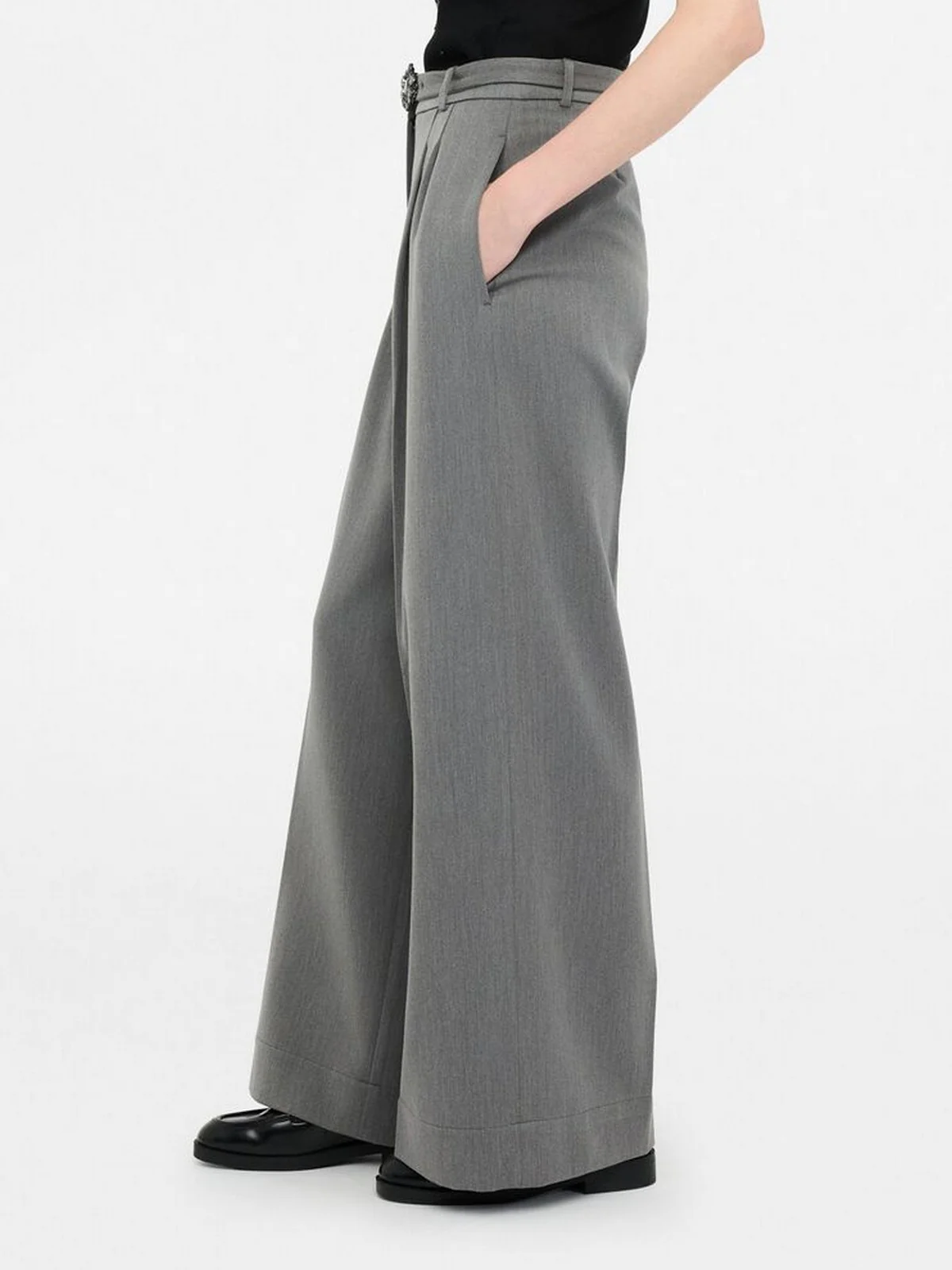 LIU JO WHITE Pantalone Donna  MF5269TS224 84006 Grey chic - Image 3