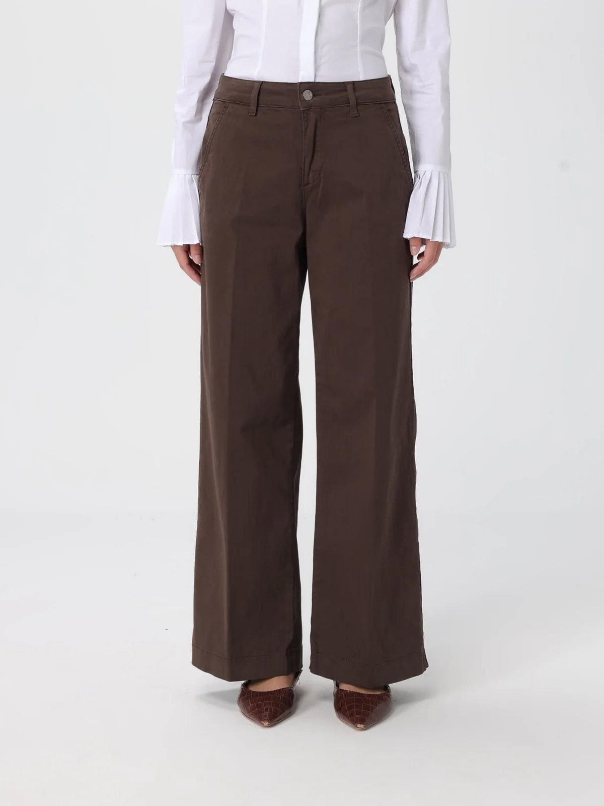 LIU JO WHITE Pantalone Donna MF5406T8191 90915 CIOCCOLATO - Image 3