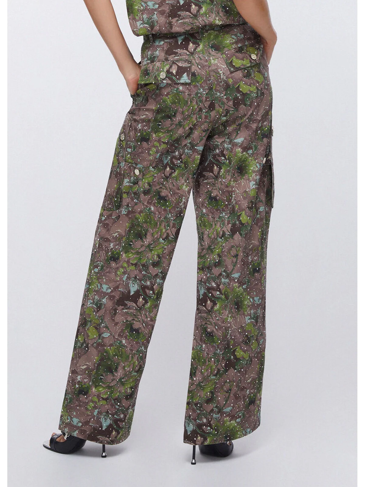 LIU JO WHITE Pantalone Donna WA6125T433A P9360 Dk.olive comouflower - Image 2