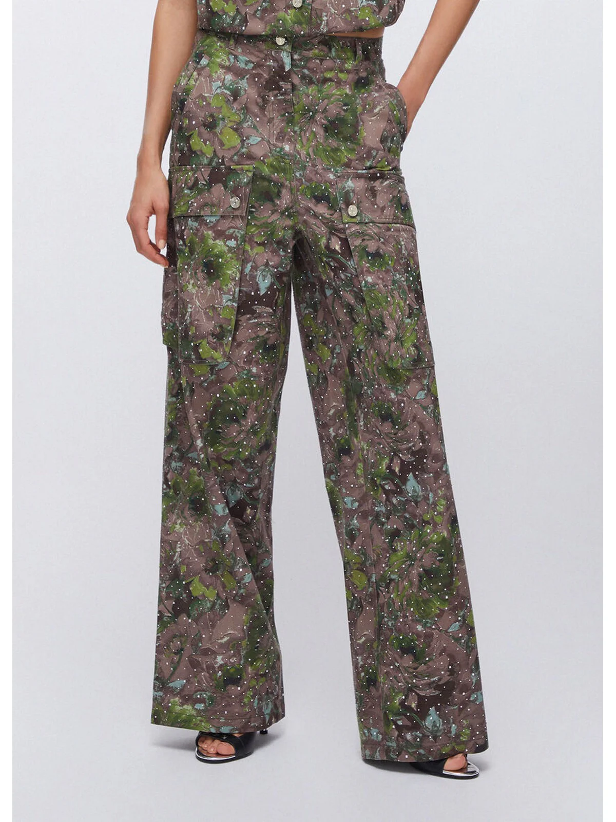 LIU JO WHITE Pantalone Donna WA6125T433A P9360 Dk.olive comouflower - Image 3