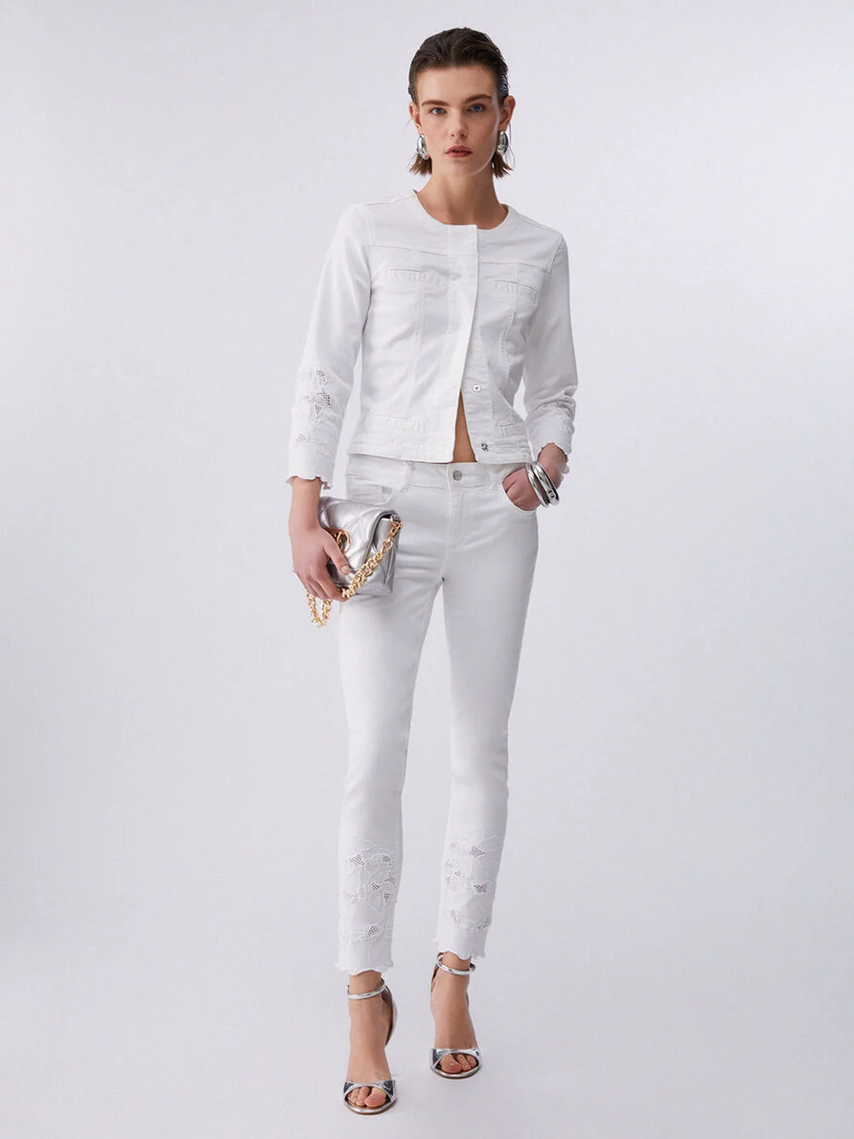 LIU JO WHITE Pantalone Donna  WA6260T367A P9255 Bco ottico ric.flowe - Image 2