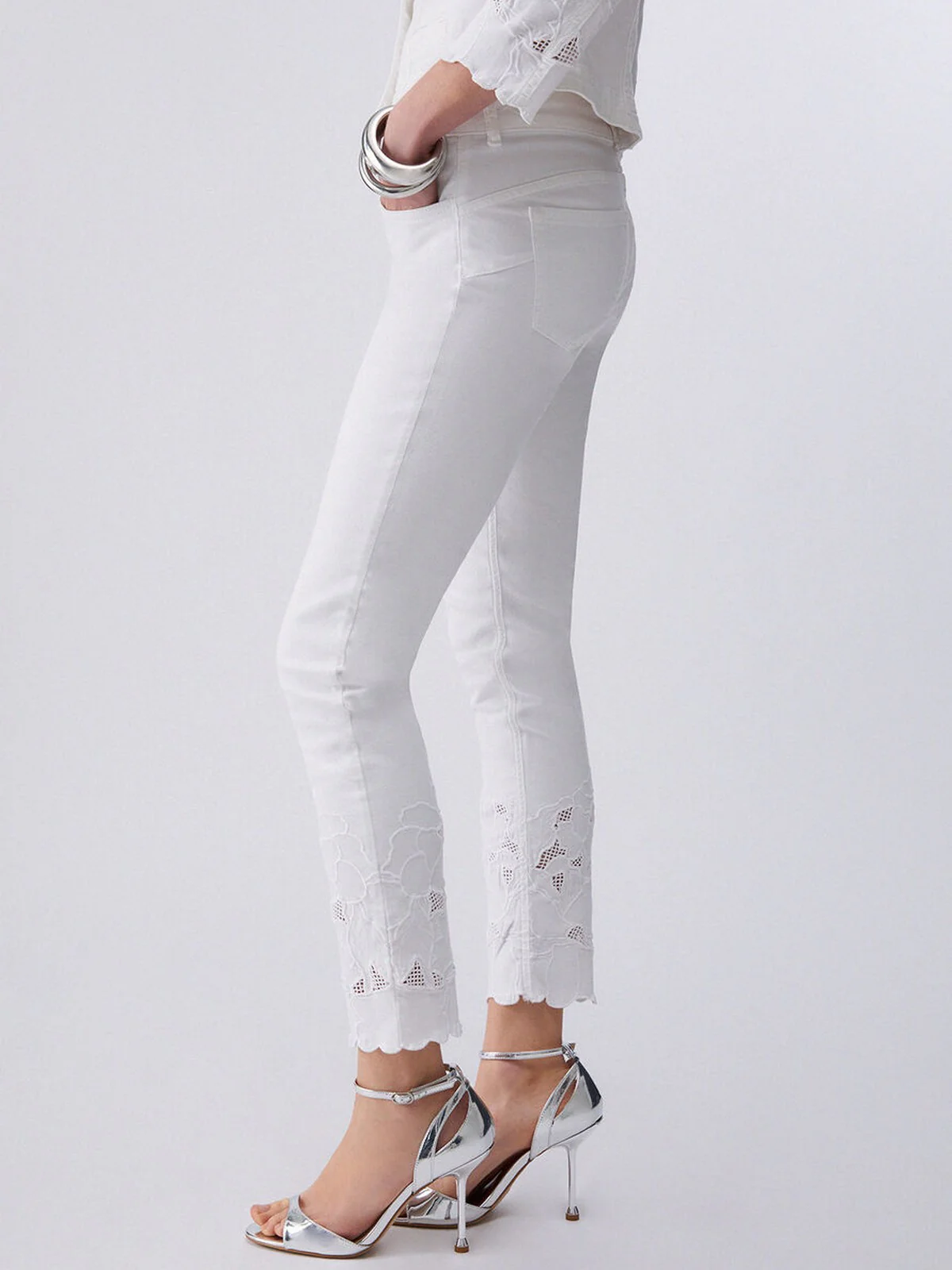 LIU JO WHITE Pantalone Donna  WA6260T367A P9255 Bco ottico ric.flowe - Image 3